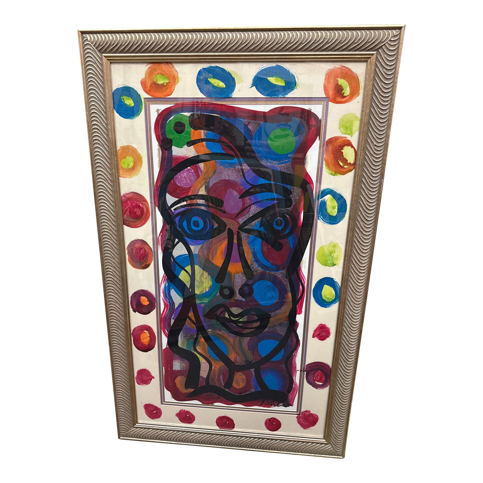 1970s Peter Robert Keil Colorful Abstract Painting: 1970s Peter Keil Abstract Painting of a female face over colors. Executed with oil on board. COA on back guaranteed authentic direct from Peter Keil in south florida. Condition: Alterations: Original