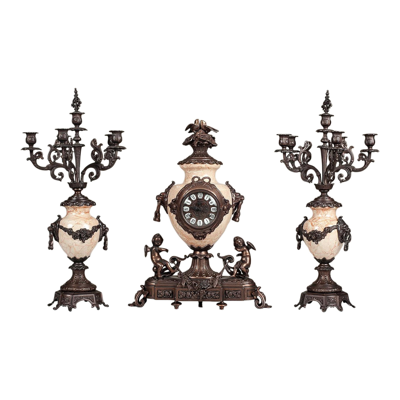 Classical Italian Mantel Clock and Candelabra Set (1 of 5)