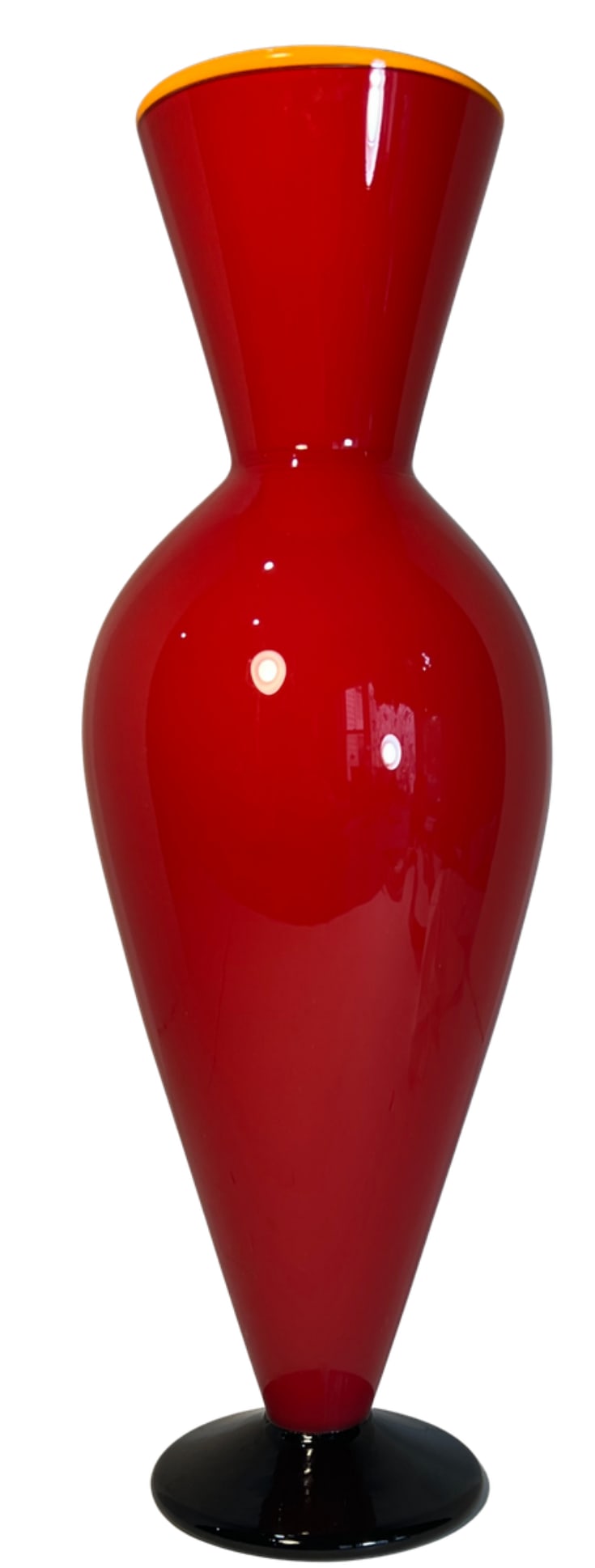 David Levi Signed Ibex 2004 Art Glass Red Vase - 4