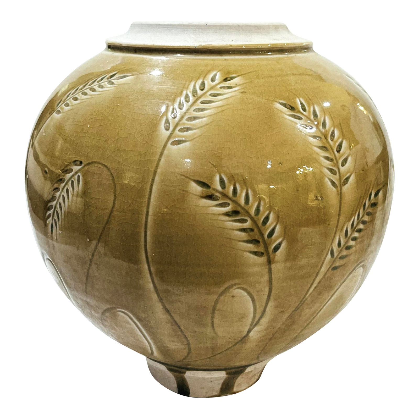 1970's Hand-Crafted Porcelain Jar With Incised Wheat Decoration - Ken Edwards Montana Potter (1 of 8)