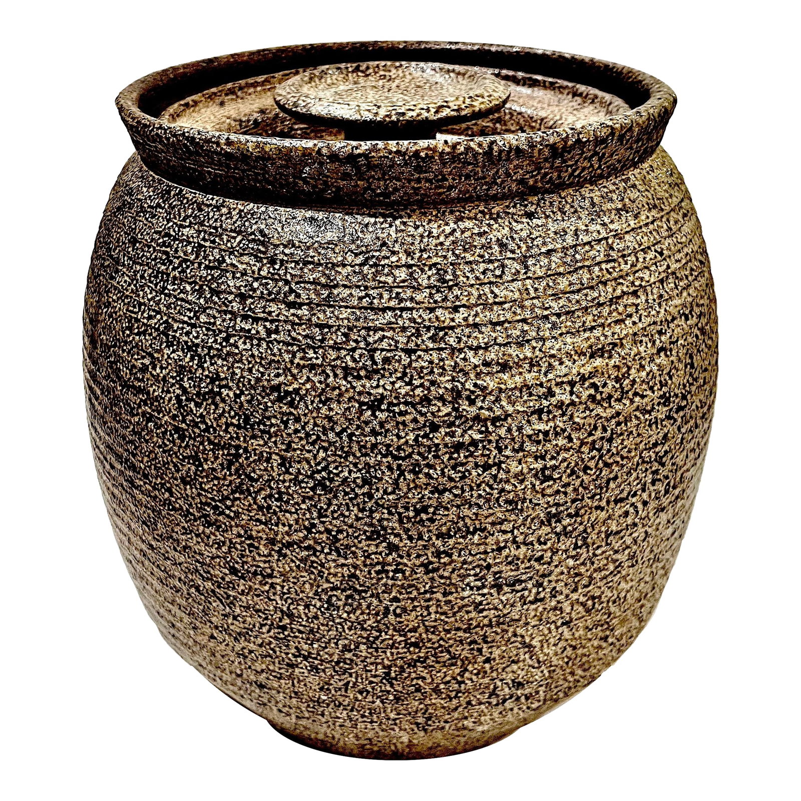 1970's Salt Glaze Stoneware Ridged Studio Pottery Jar With Lid - Ken Edwards Montana Potter (1 of 9)