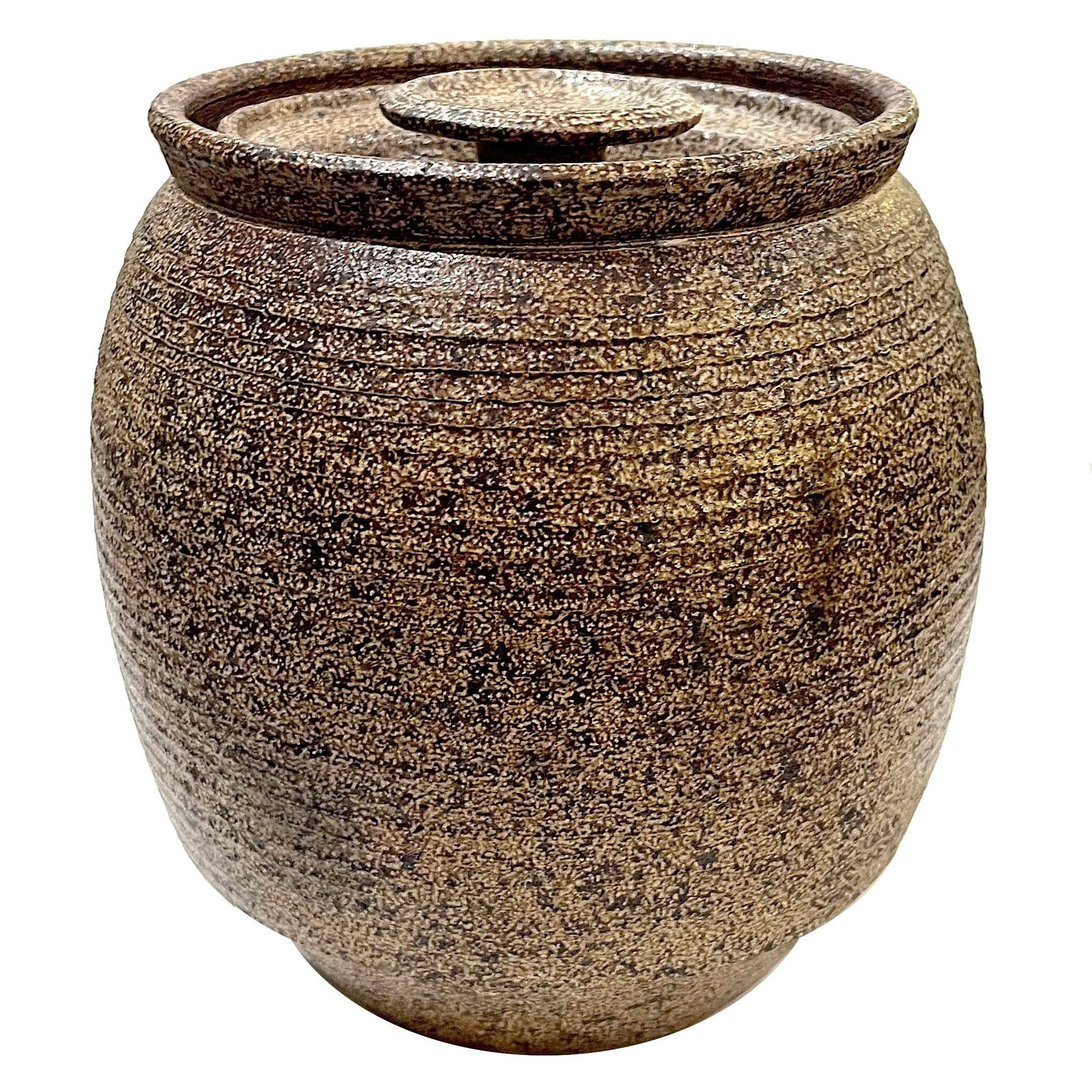 1970's Salt Glaze Stoneware Ridged Studio Pottery Jar With Lid - Ken Edwards Montana Potter - 4