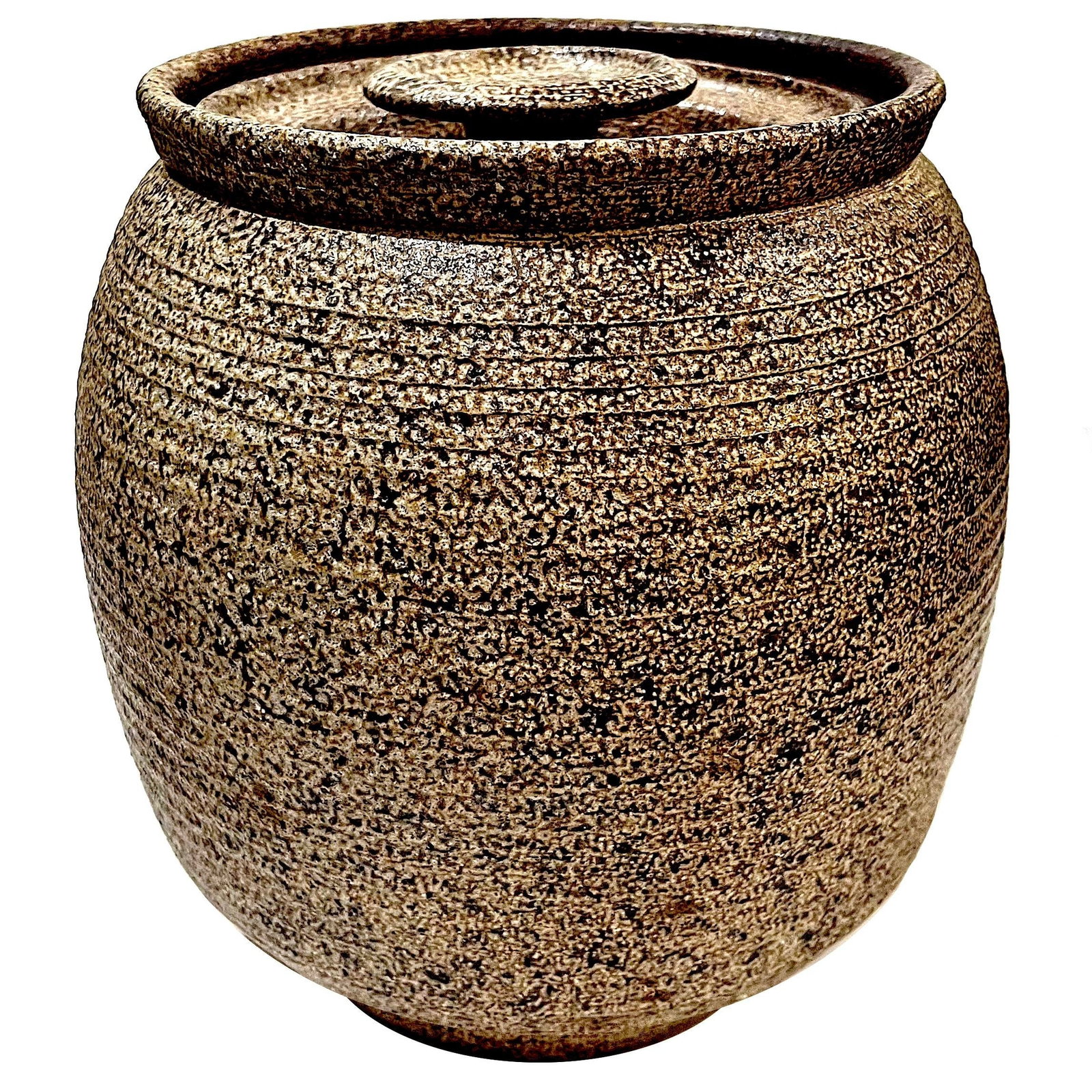 1970's Salt Glaze Stoneware Ridged Studio Pottery Jar With Lid - Ken Edwards Montana Potter - 5