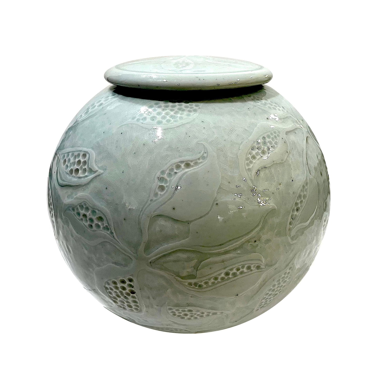 1980's Celadon Porcelain Moon Jar With Lid - Ken Edwards Montana Potter - 11