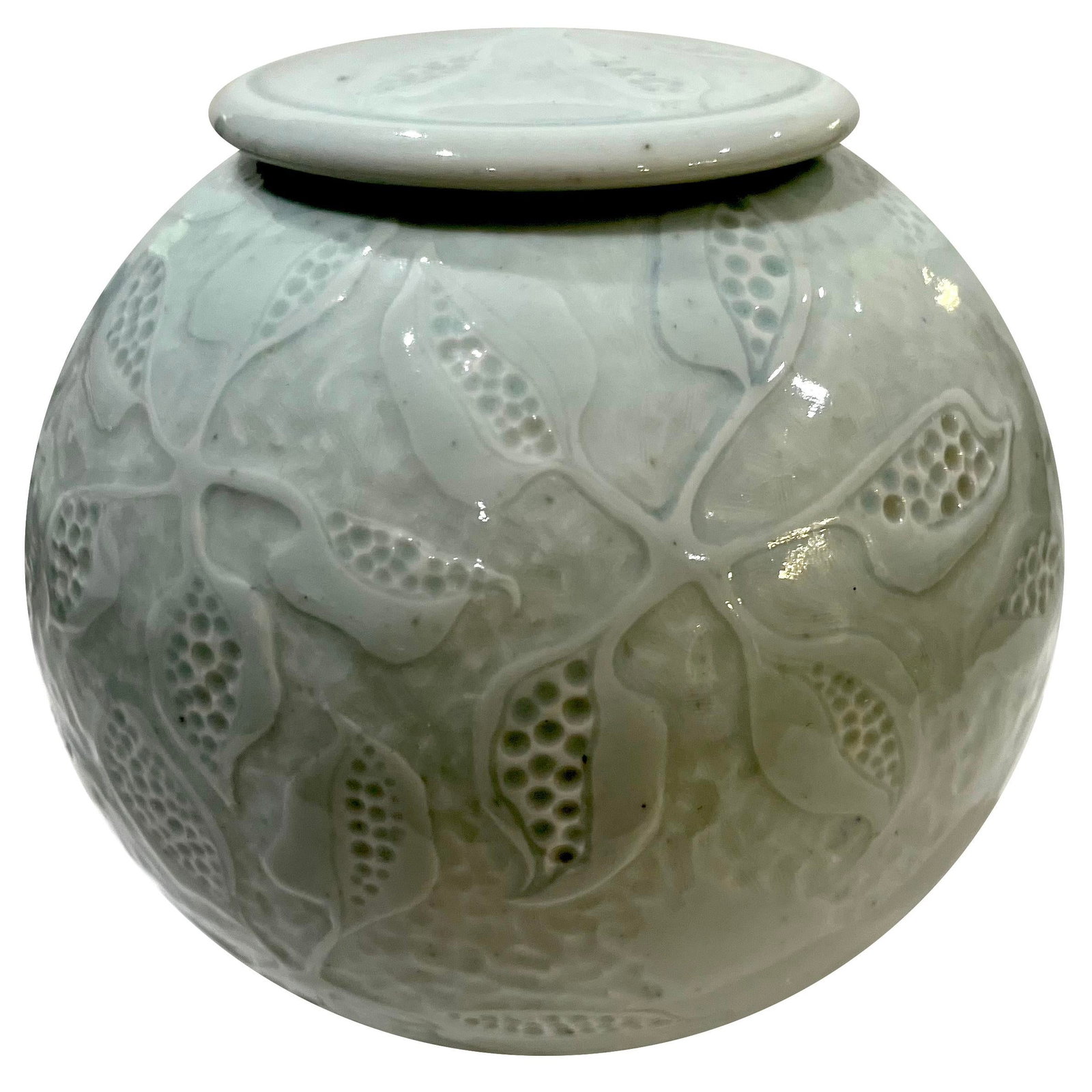 1980's Celadon Porcelain Moon Jar With Lid - Ken Edwards Montana Potter - 4