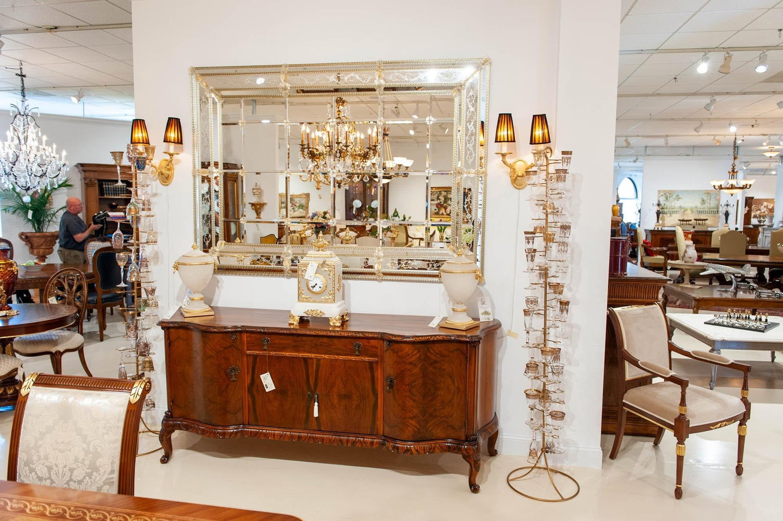 Hand-Engraved Venetian Mirror With Amber Murano Glass - 6