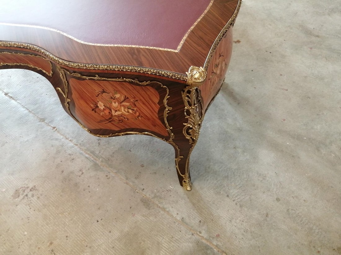 Rosewood Writing Desk With Leather Top - 4