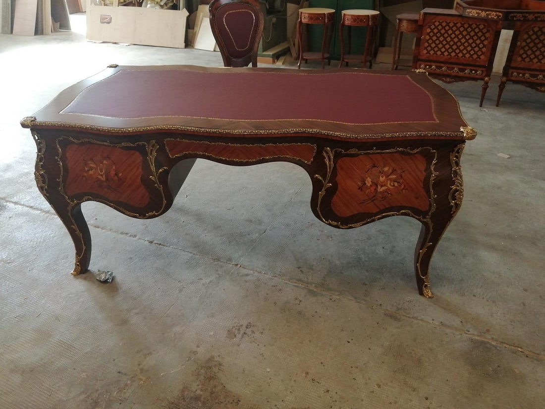 Rosewood Writing Desk With Leather Top - 5
