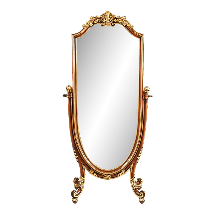 Italian Cherry Wood Cheval Mirror With Gold Leaf Accents (1 of 5)