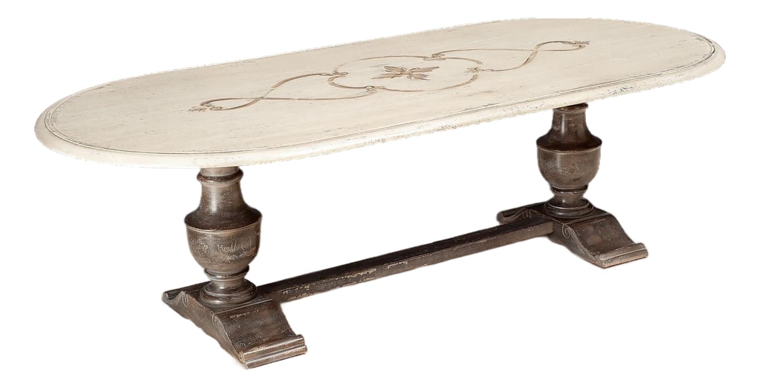Italian Oval Florentine Dining Table With Antique White Finish (1 of 5)