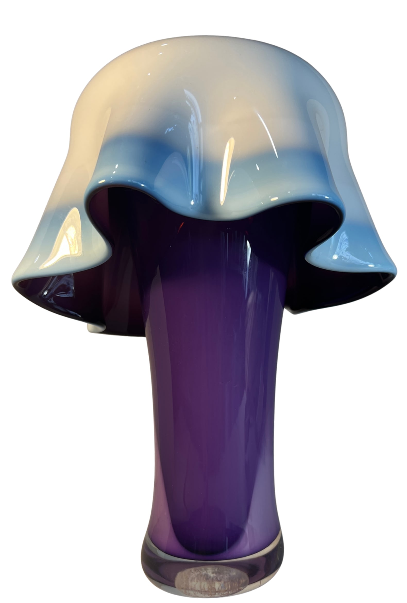 Art Glass Purple White Draped Vase Signed Rich Pitkethly - 3