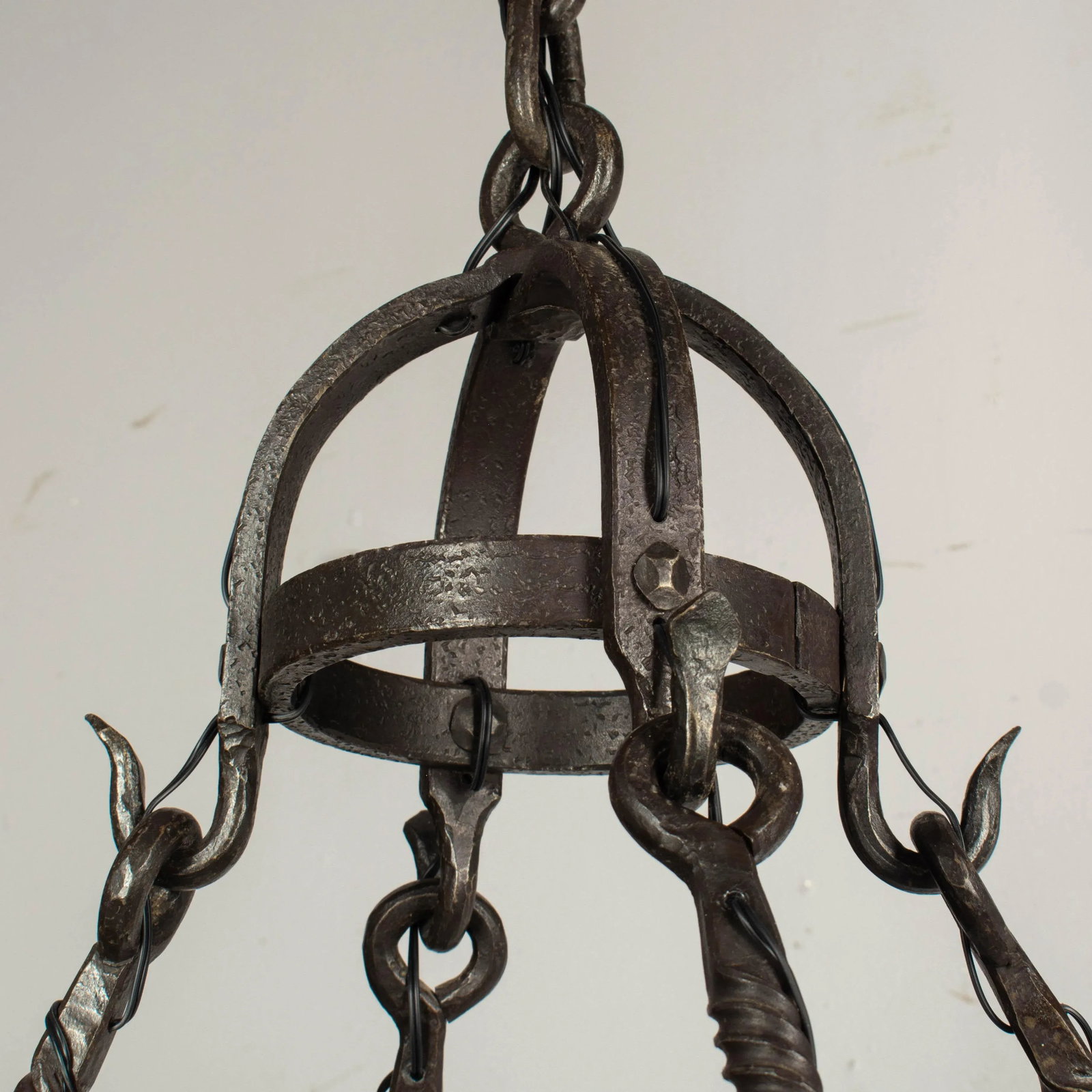 French Art Deco Wrought Iron Chandelier - 9