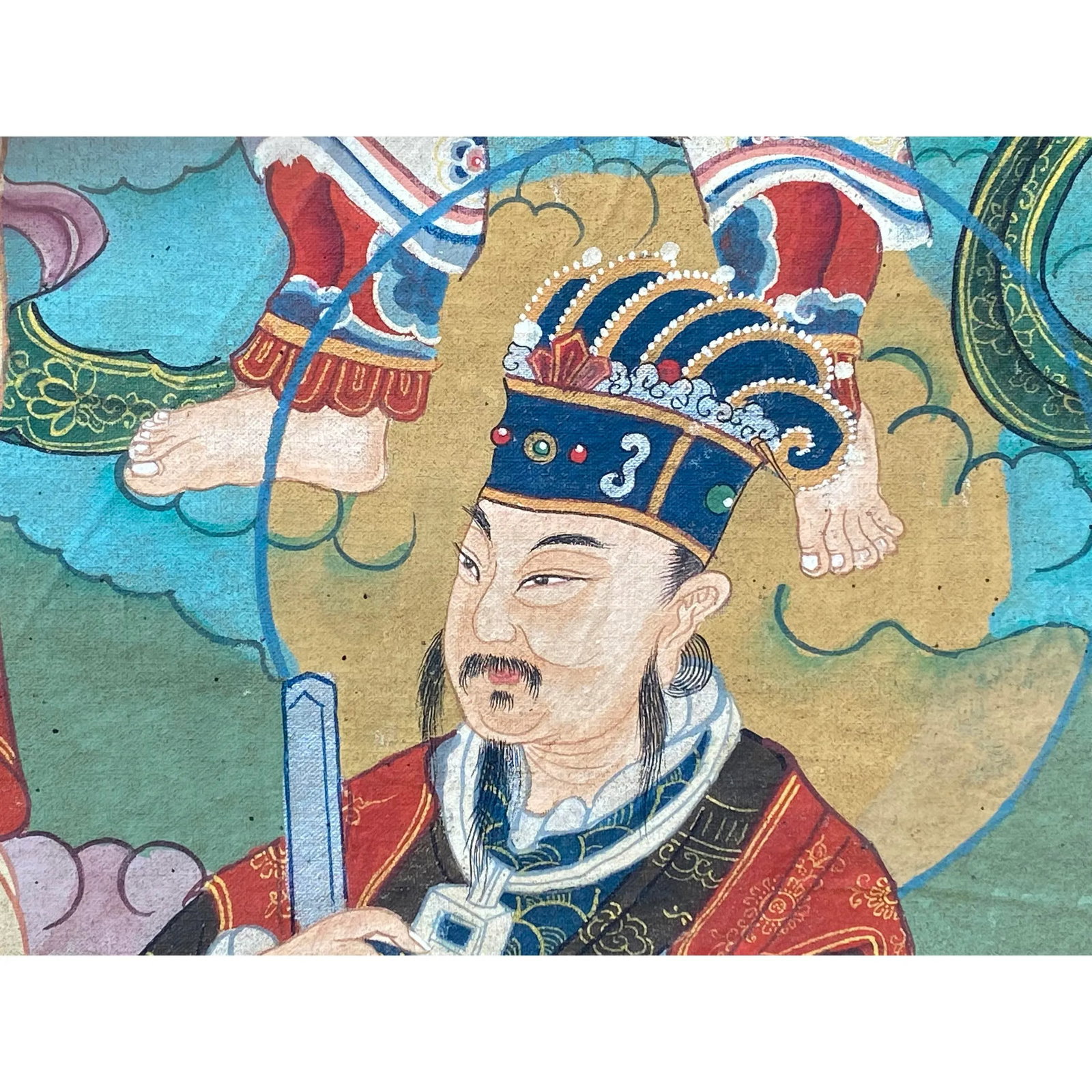 Large Chinese Canvas Art of the Three Great Emperor - Officials - 10