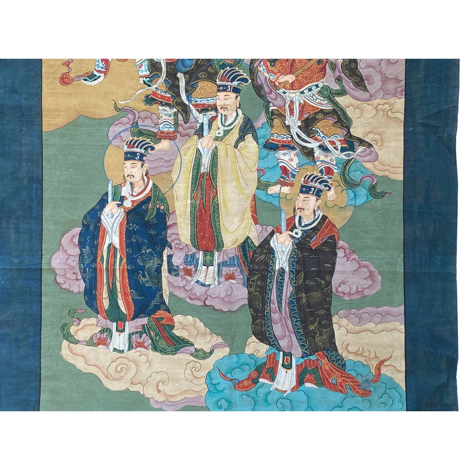 Large Chinese Canvas Art of the Three Great Emperor - Officials - 2