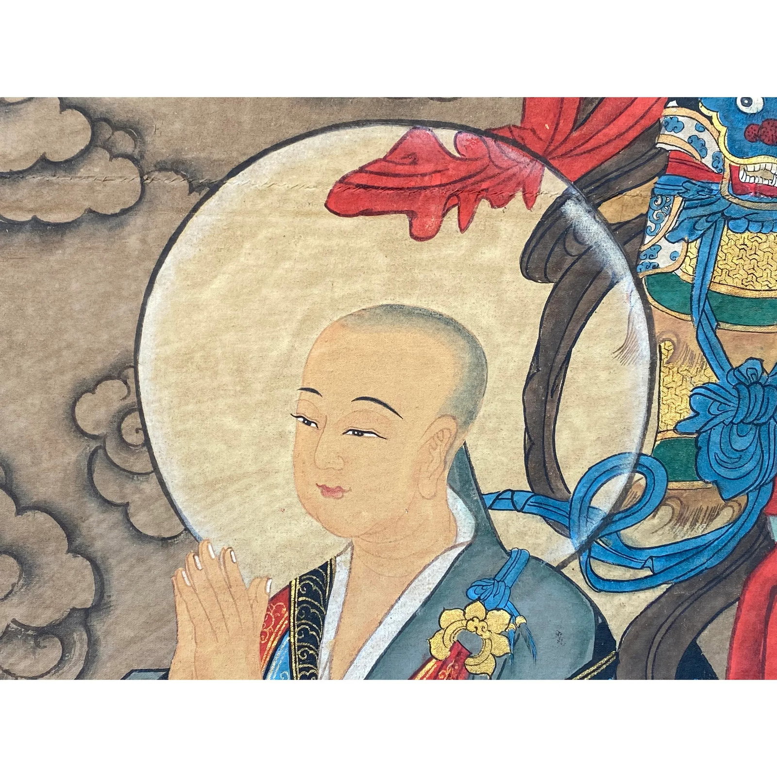 Large Chinese Canvas Art of Part of Sixteen Arhats With Guards Theme - 2