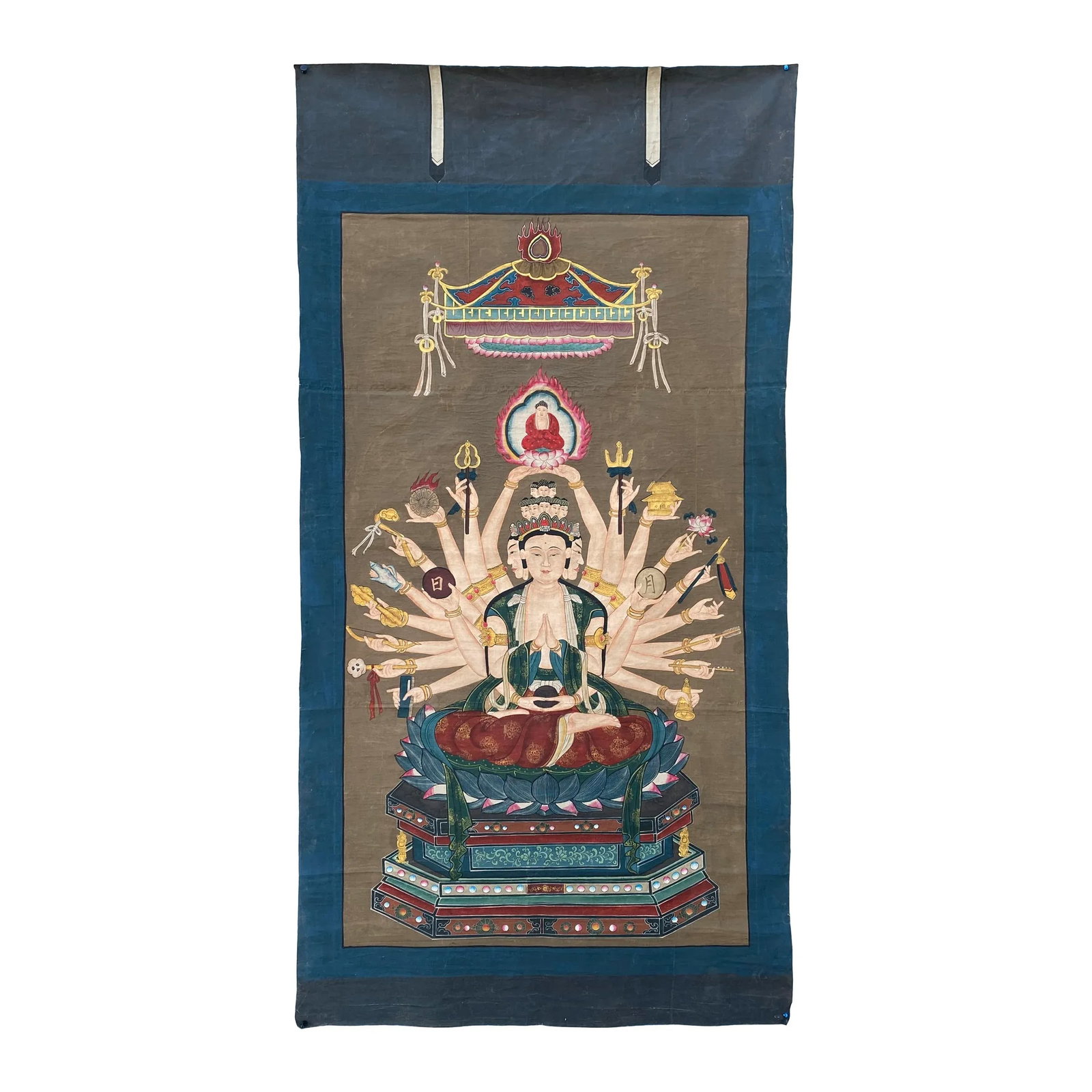 Large Chinese Canvas Art of 24 Arms Bodhisattva Kwan Yin Avalokitesvara - 11