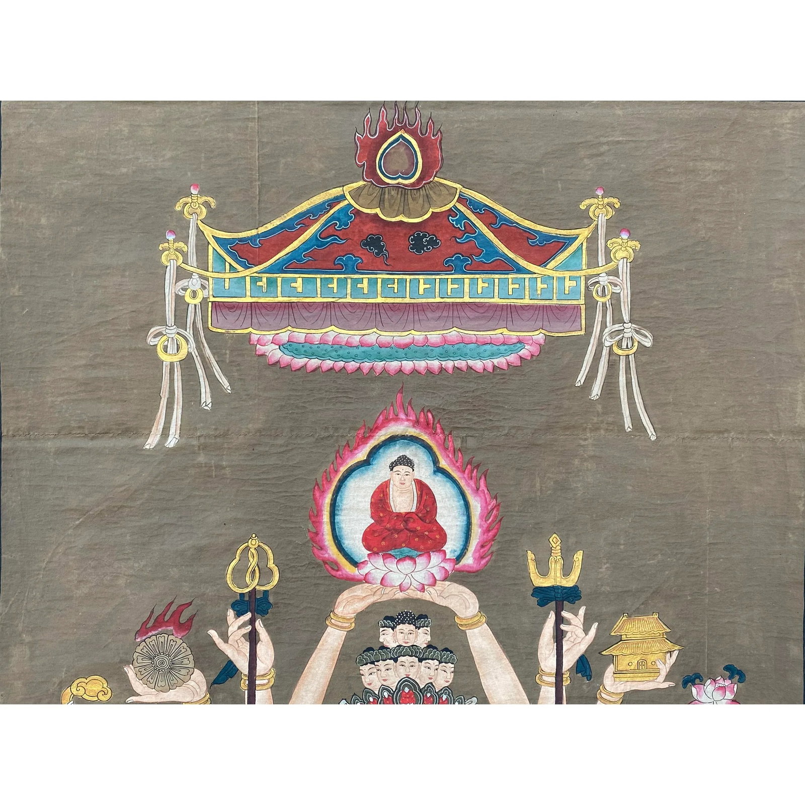 Large Chinese Canvas Art of 24 Arms Bodhisattva Kwan Yin Avalokitesvara - 3