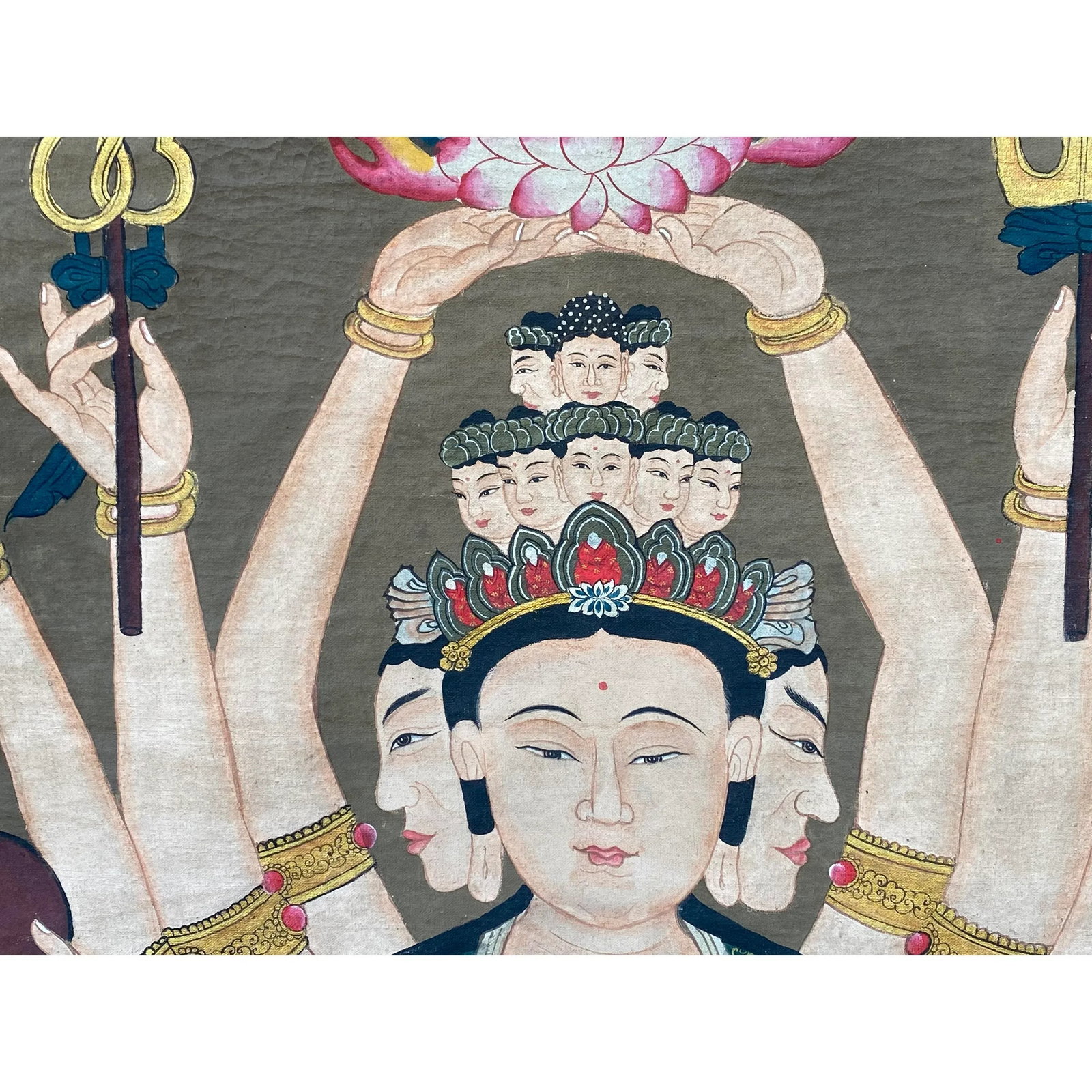 Large Chinese Canvas Art of 24 Arms Bodhisattva Kwan Yin Avalokitesvara - 4