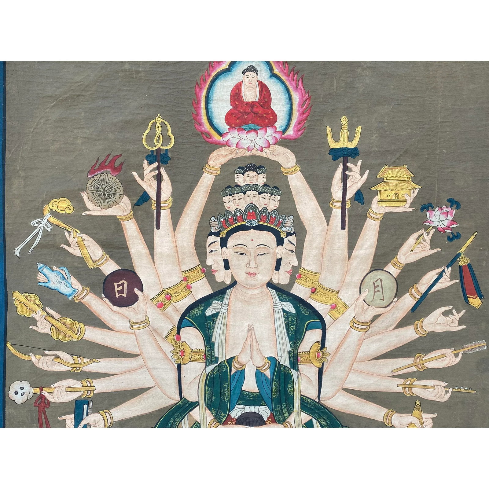 Large Chinese Canvas Art of 24 Arms Bodhisattva Kwan Yin Avalokitesvara - 5