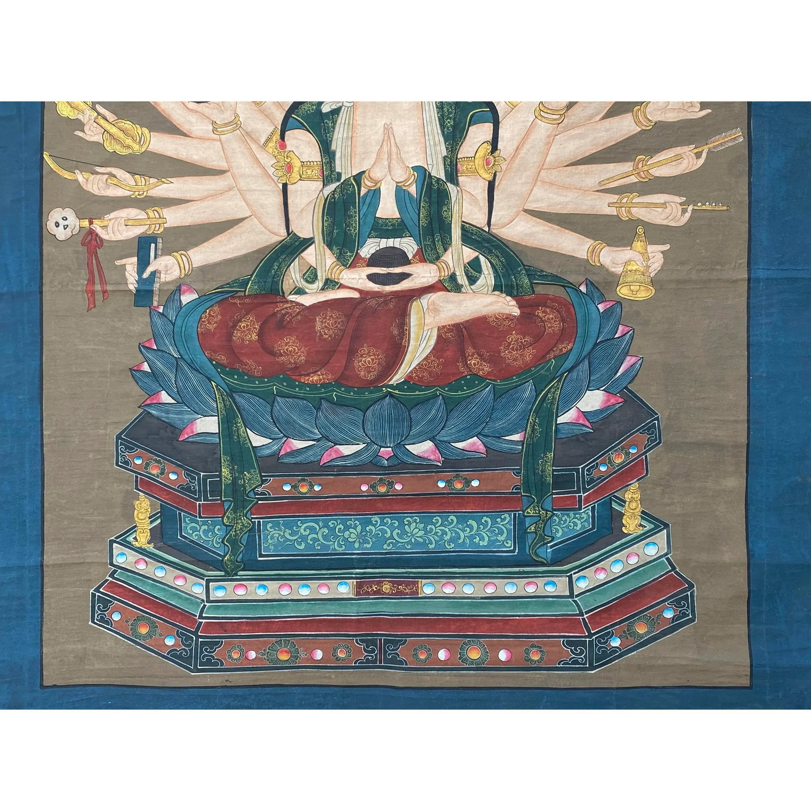 Large Chinese Canvas Art of 24 Arms Bodhisattva Kwan Yin Avalokitesvara - 7