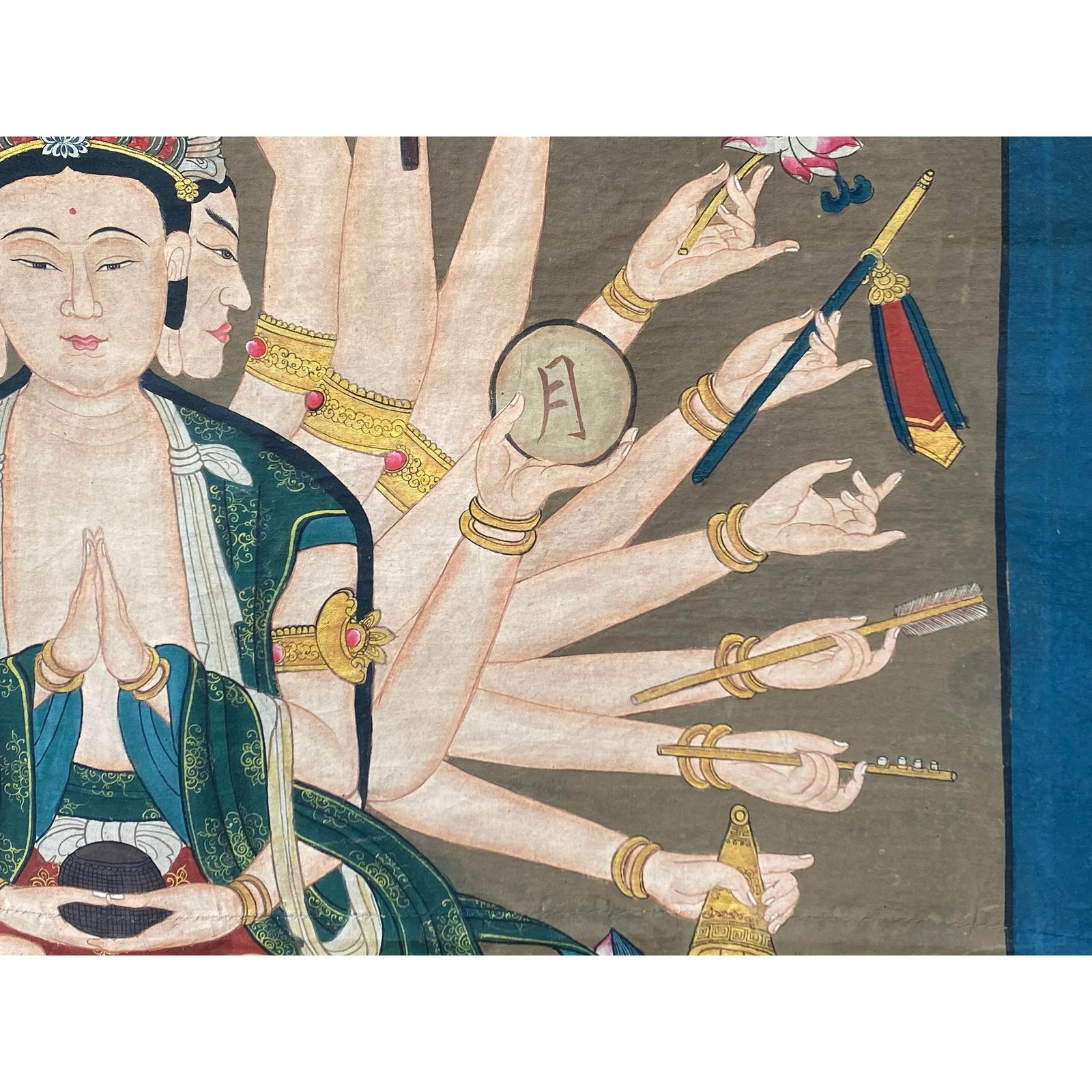 Large Chinese Canvas Art of 24 Arms Bodhisattva Kwan Yin Avalokitesvara - 9