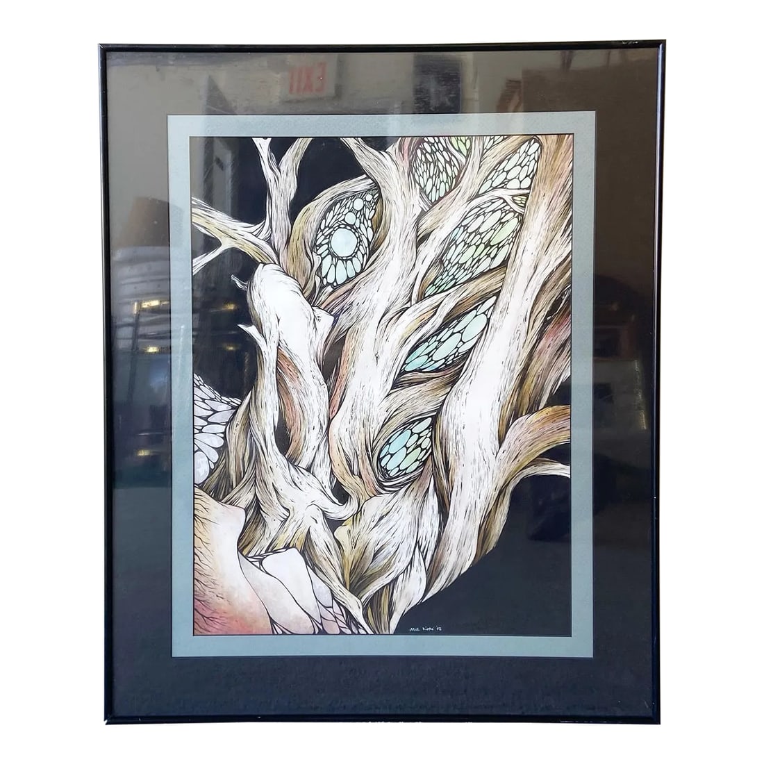 Haunted Tanglewood Signed & Framed Art Print: Dark and luminous art print depicting Tanglewood tree trunk. Signed "˜02. Condition: Alterations: Original Condition Unaltered Imperfections: Some Imperfections Condition Notes: Frame has slight 