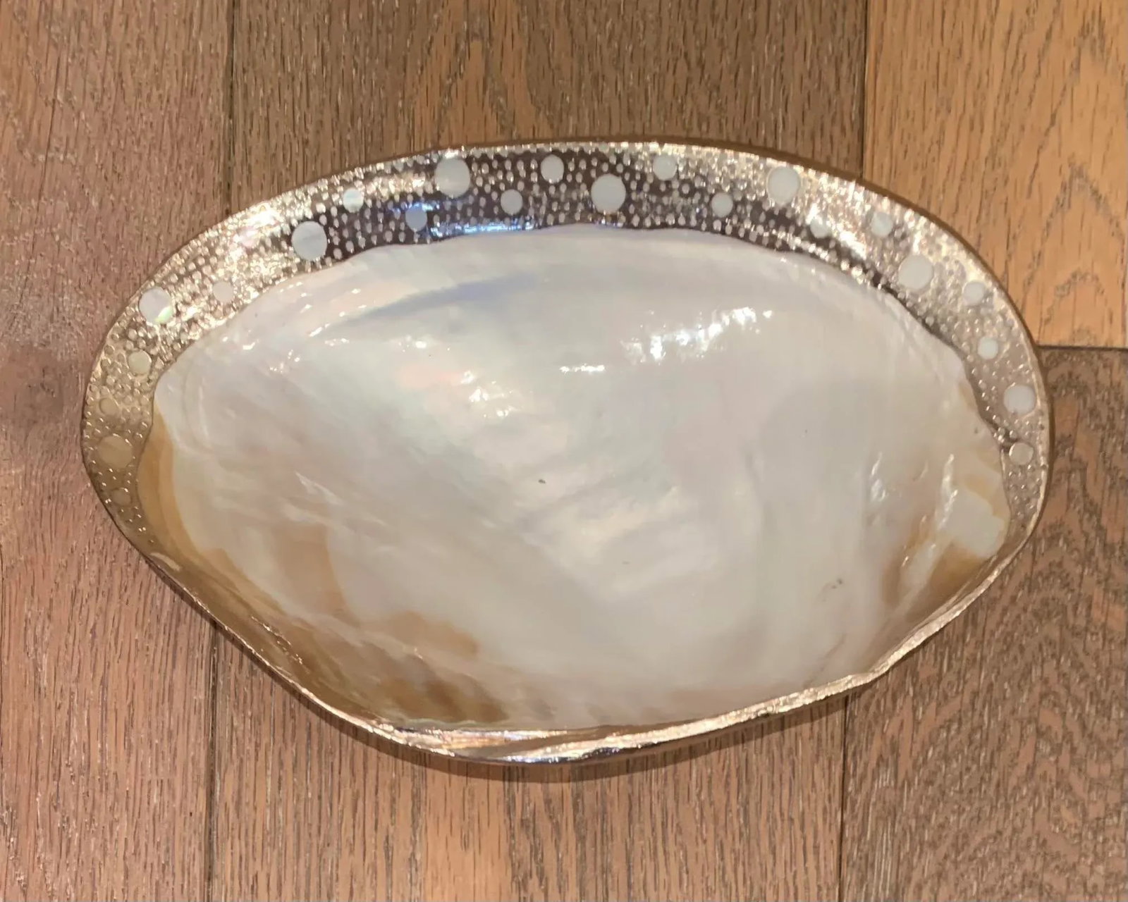 Mid 20th Century Shell Serving Dish With Silver Leaf - 6