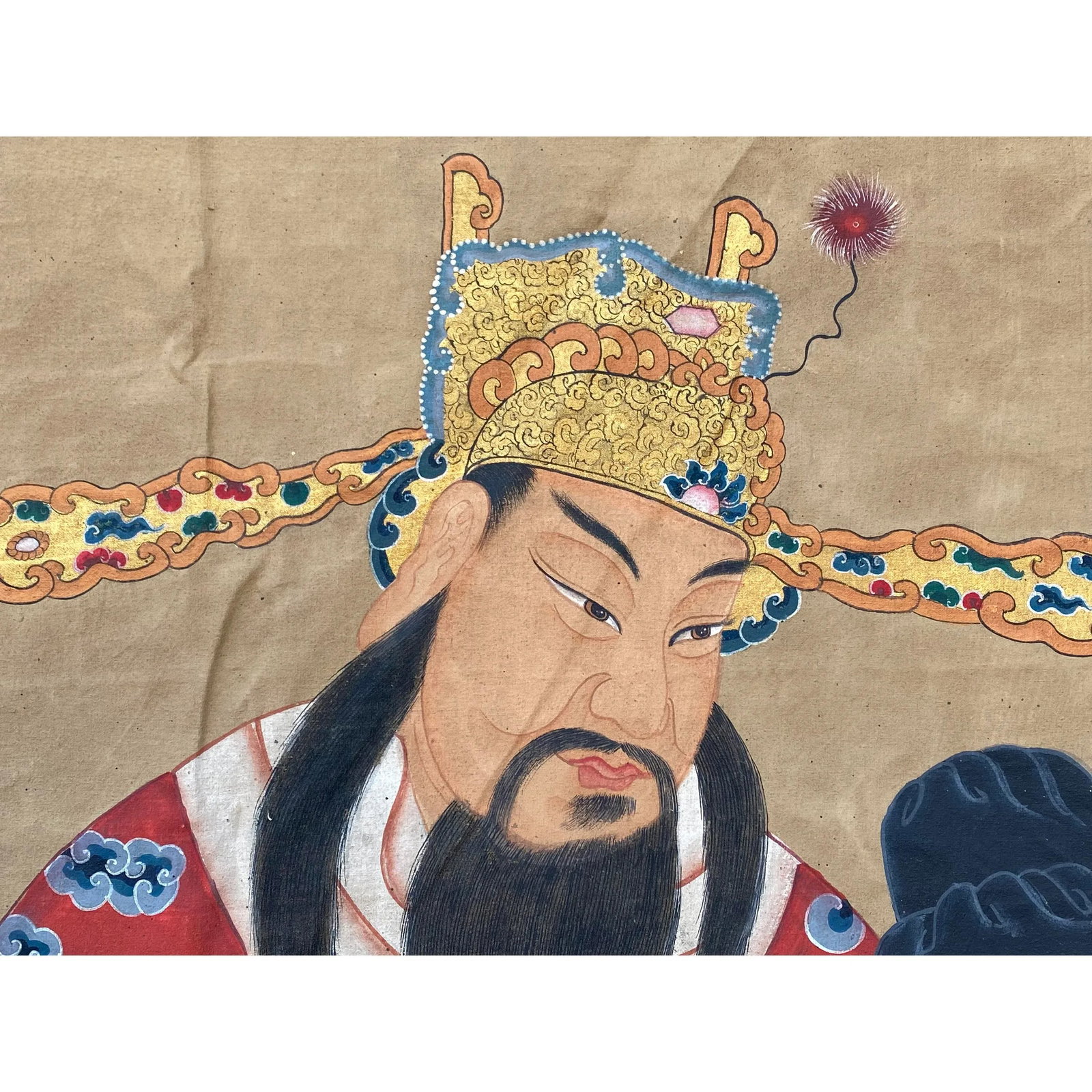 Large Chinese Vintage Canvas Color Ink SanXing (Fu Lu Shou) Painting Art - 5