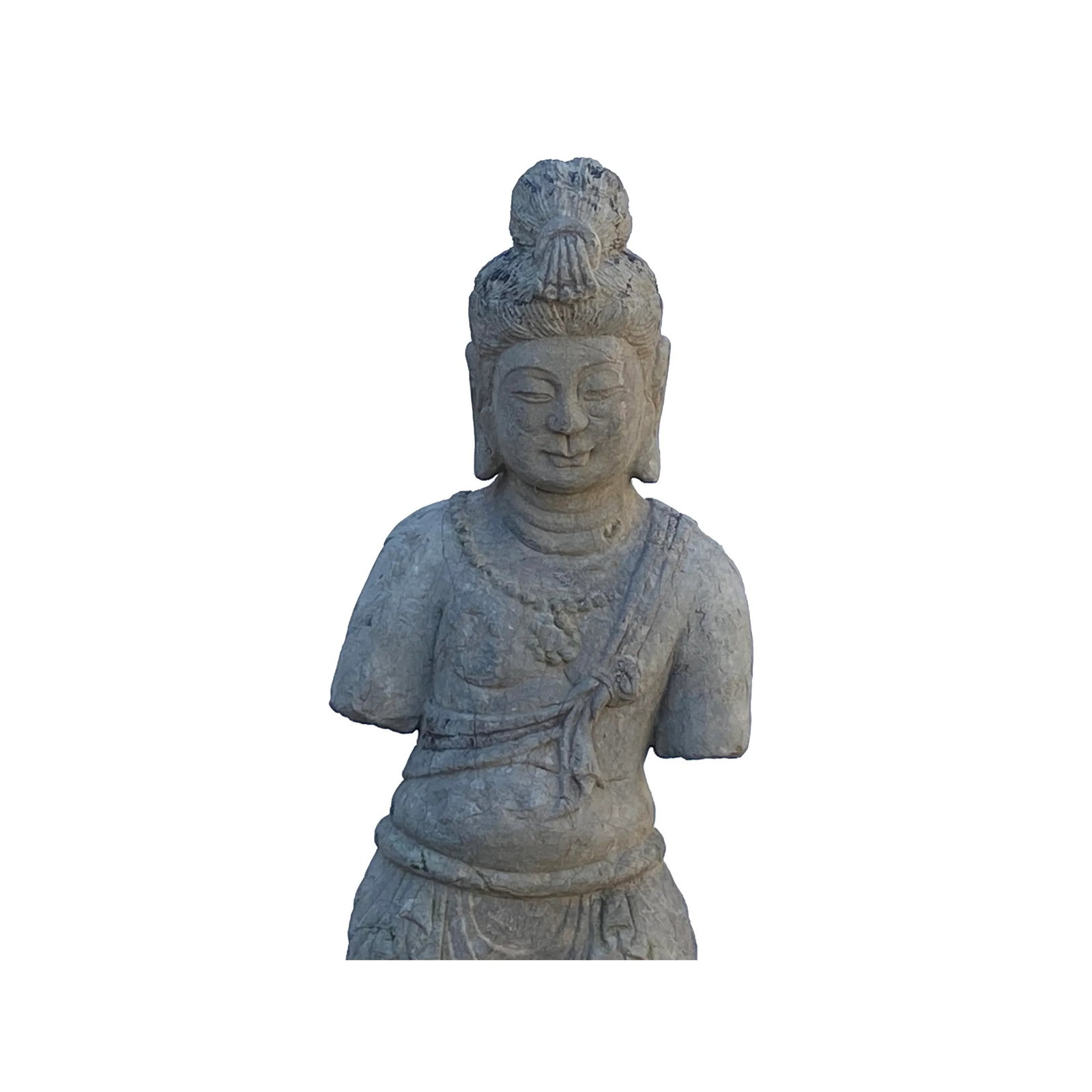 Chinese Stone Standing on Base Kwan Yin Tara Bodhisattva Statue - 5