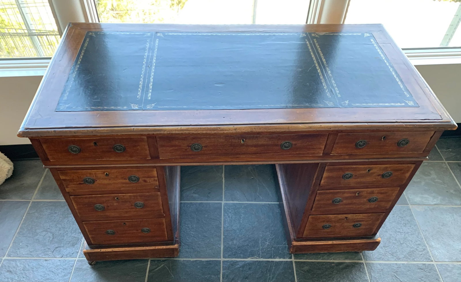 Antique American Colonial Wood Desk - 2