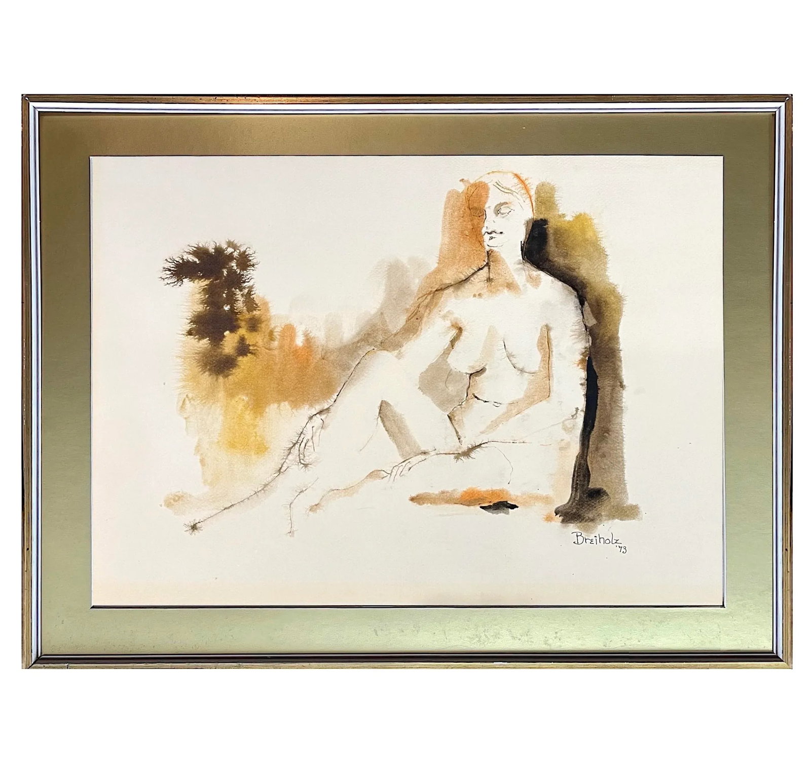 1973 Female Nude Watercolor Painting by Anne Breiholz, Framed - 12