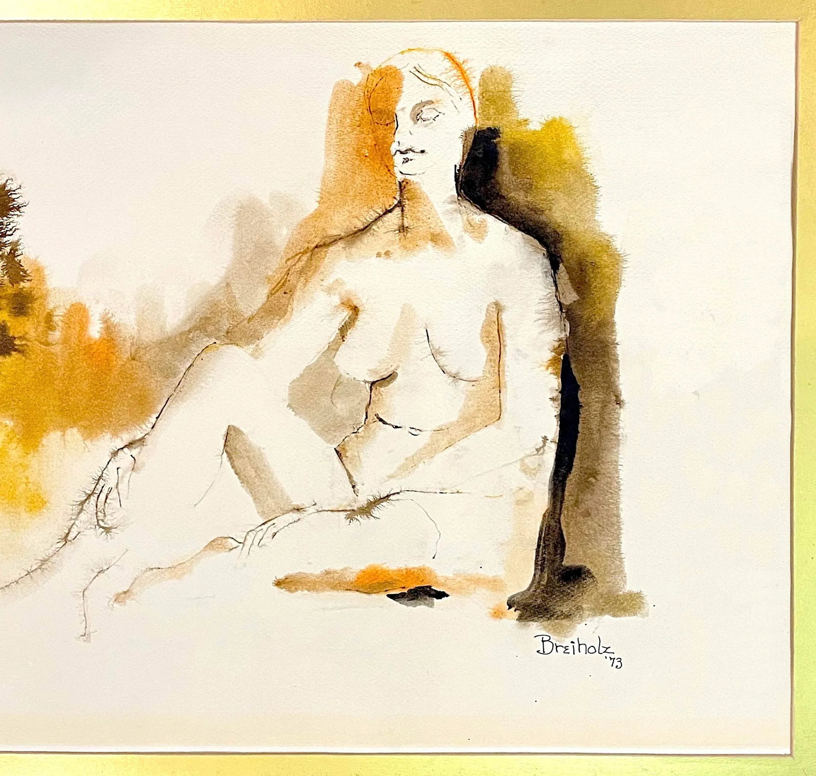 1973 Female Nude Watercolor Painting by Anne Breiholz, Framed - 4