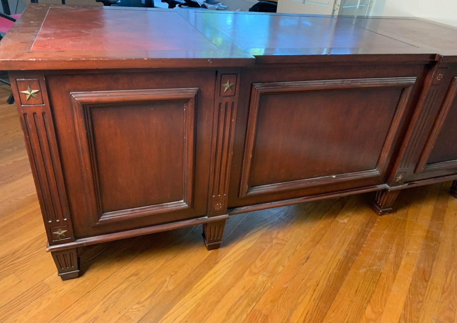 1990s Leather Top Executive Writing Desk - 8
