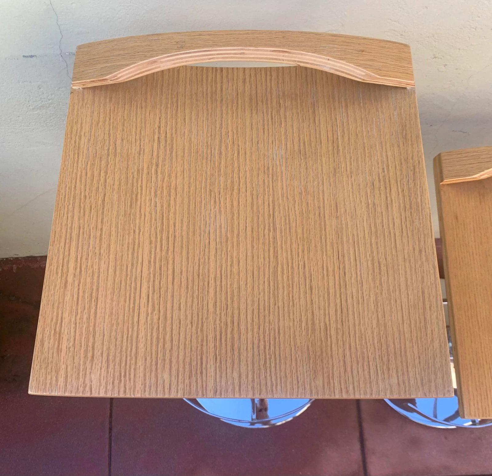 1990s Vintage Chrome and Wood Seat Barstools, Set of 2 - 10
