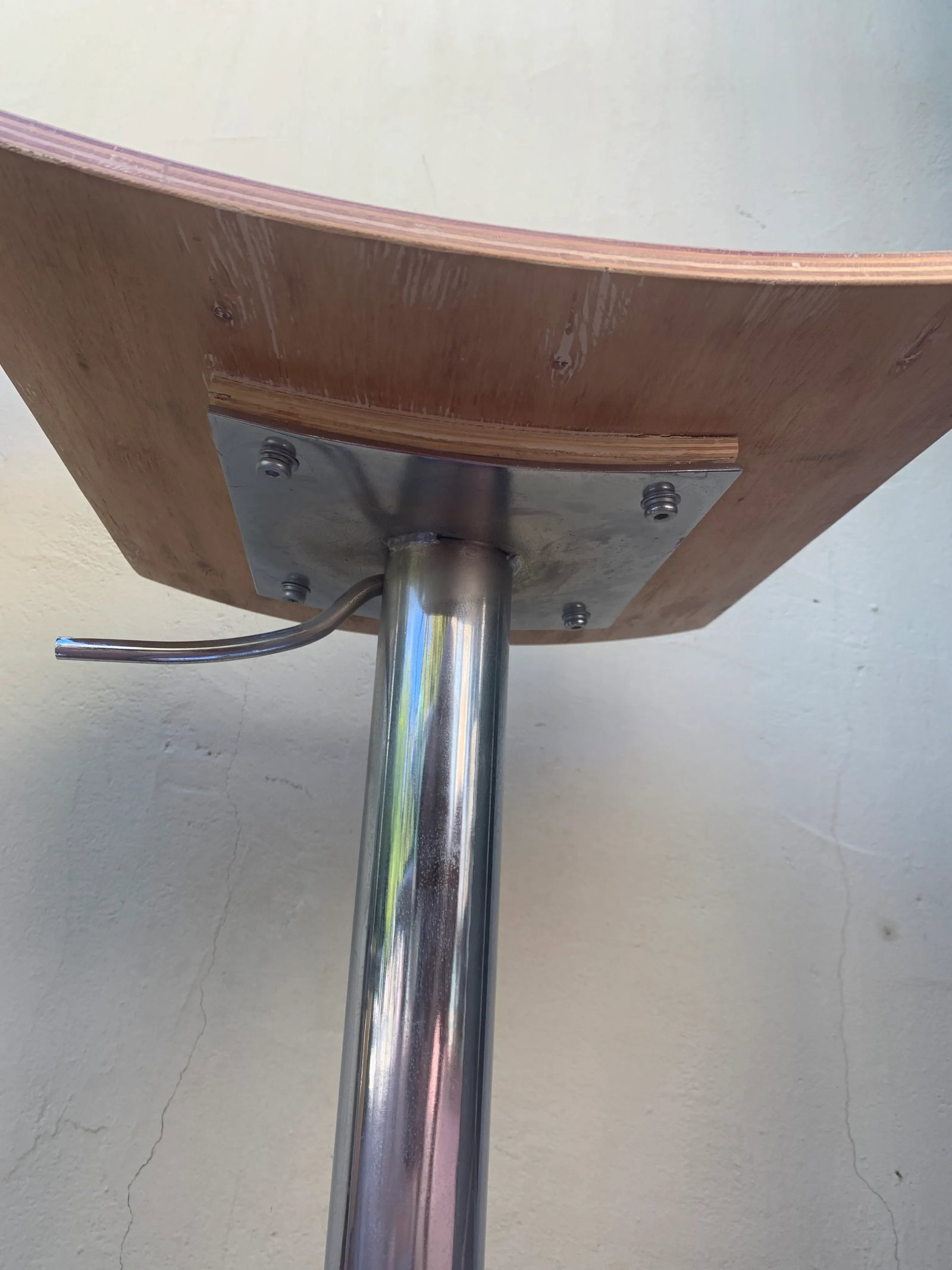 1990s Vintage Chrome and Wood Seat Barstools, Set of 2 - 11