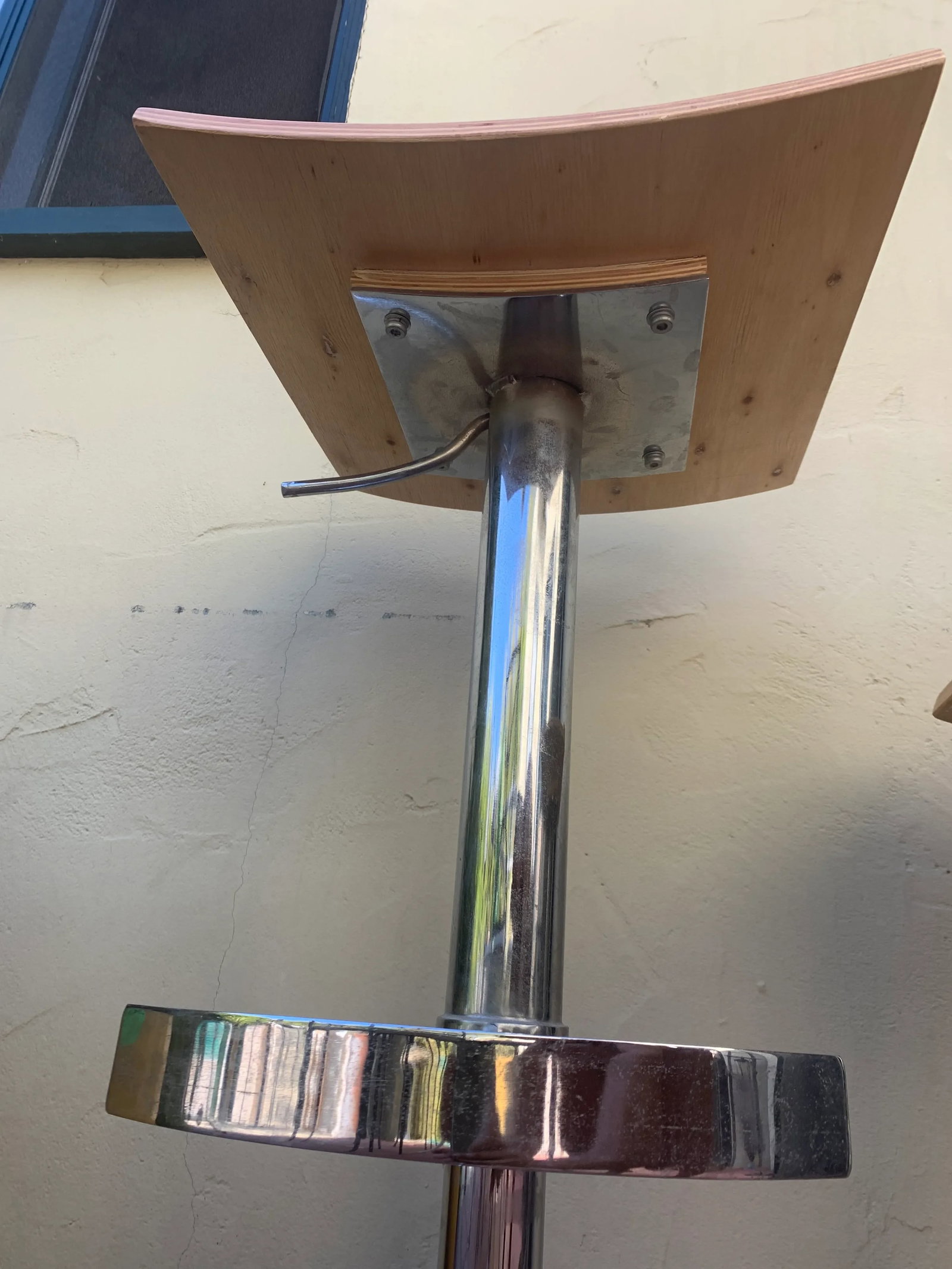 1990s Vintage Chrome and Wood Seat Barstools, Set of 2 - 12