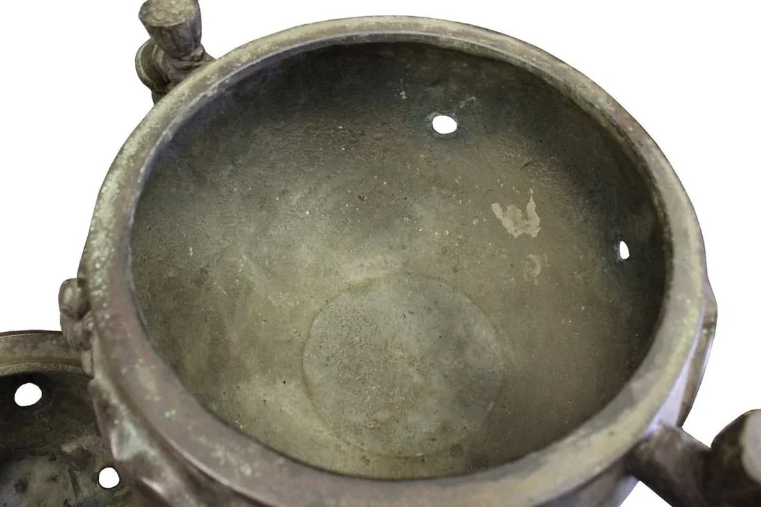 Vintage Chinese Lotus Theme Metal Ding Shape Incense Burner - 8