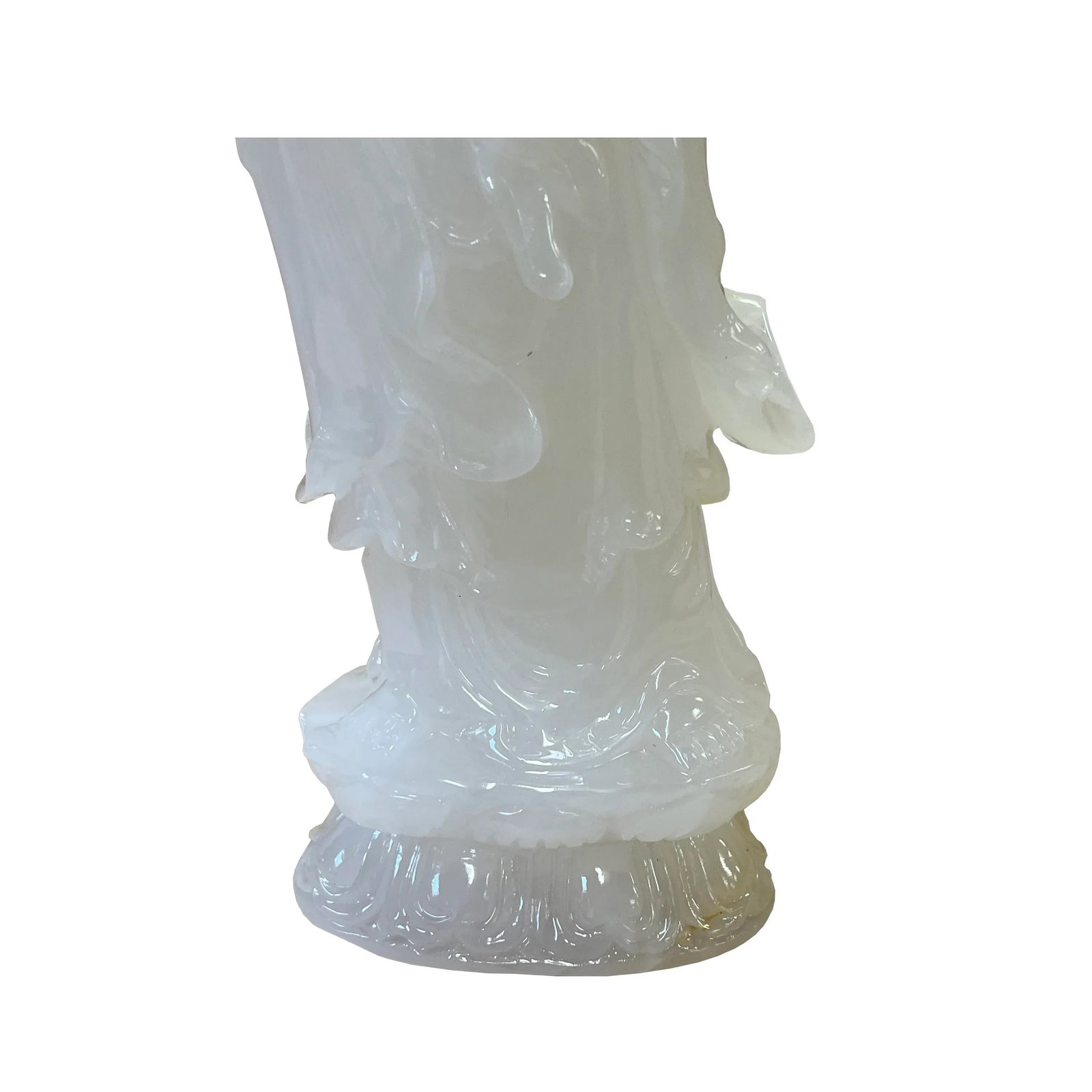 Chinese Off White Stone Standing Kwan Yin Bodhisattva Statue - 6