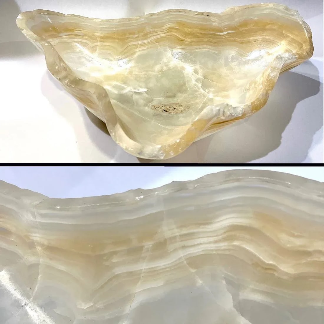 Vintage Carved Onyx Live Edge Bowl - 2