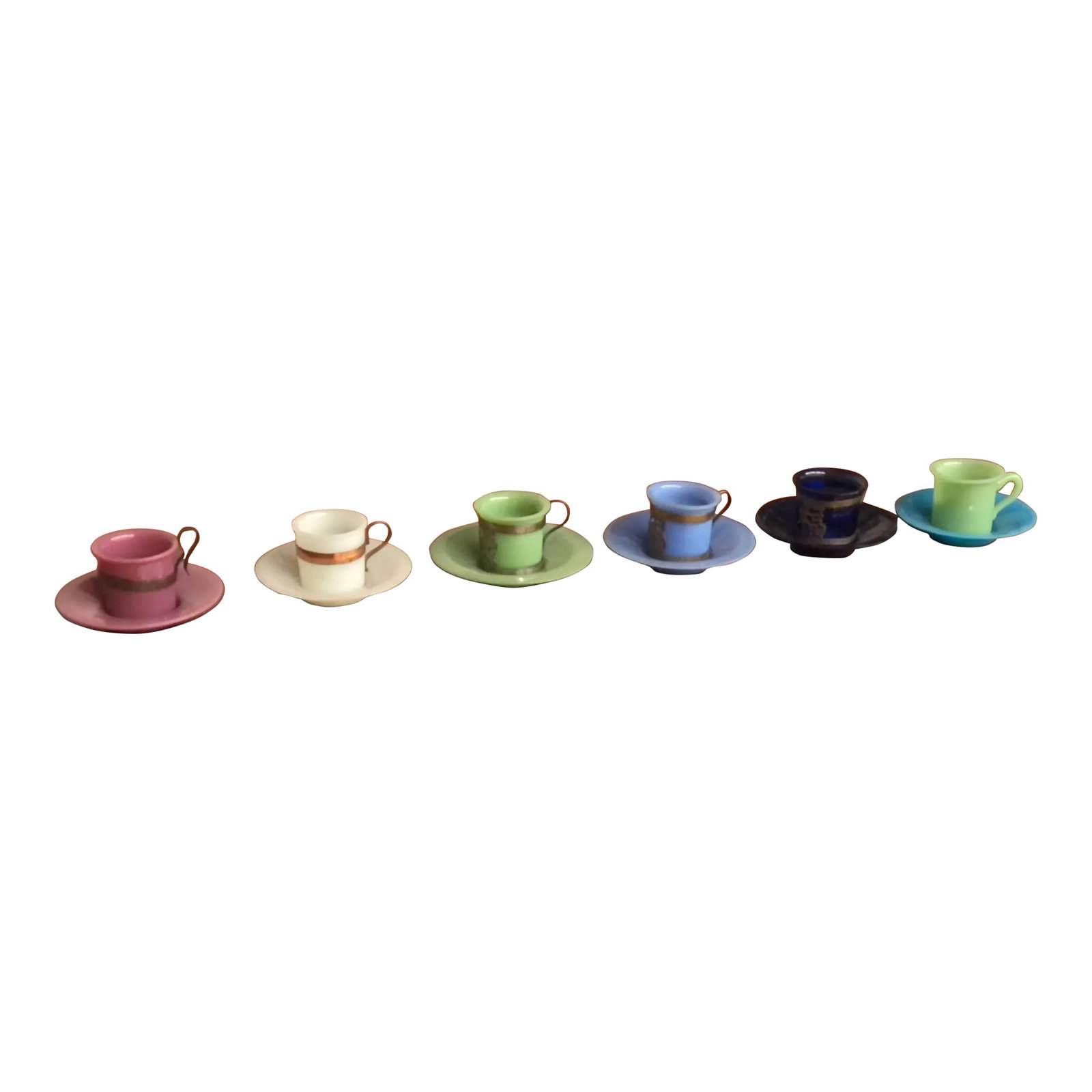 Old Chinese Peking Glass Cup and Saucers - Set of 6 (1 of 11)