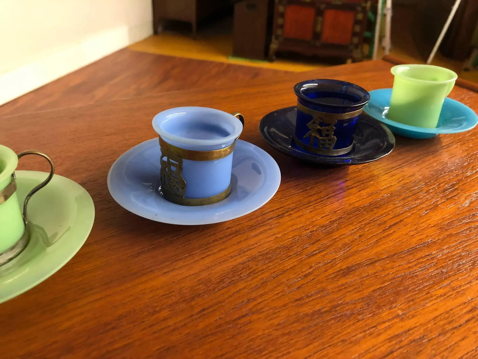 Old Chinese Peking Glass Cup and Saucers - Set of 6 - 7