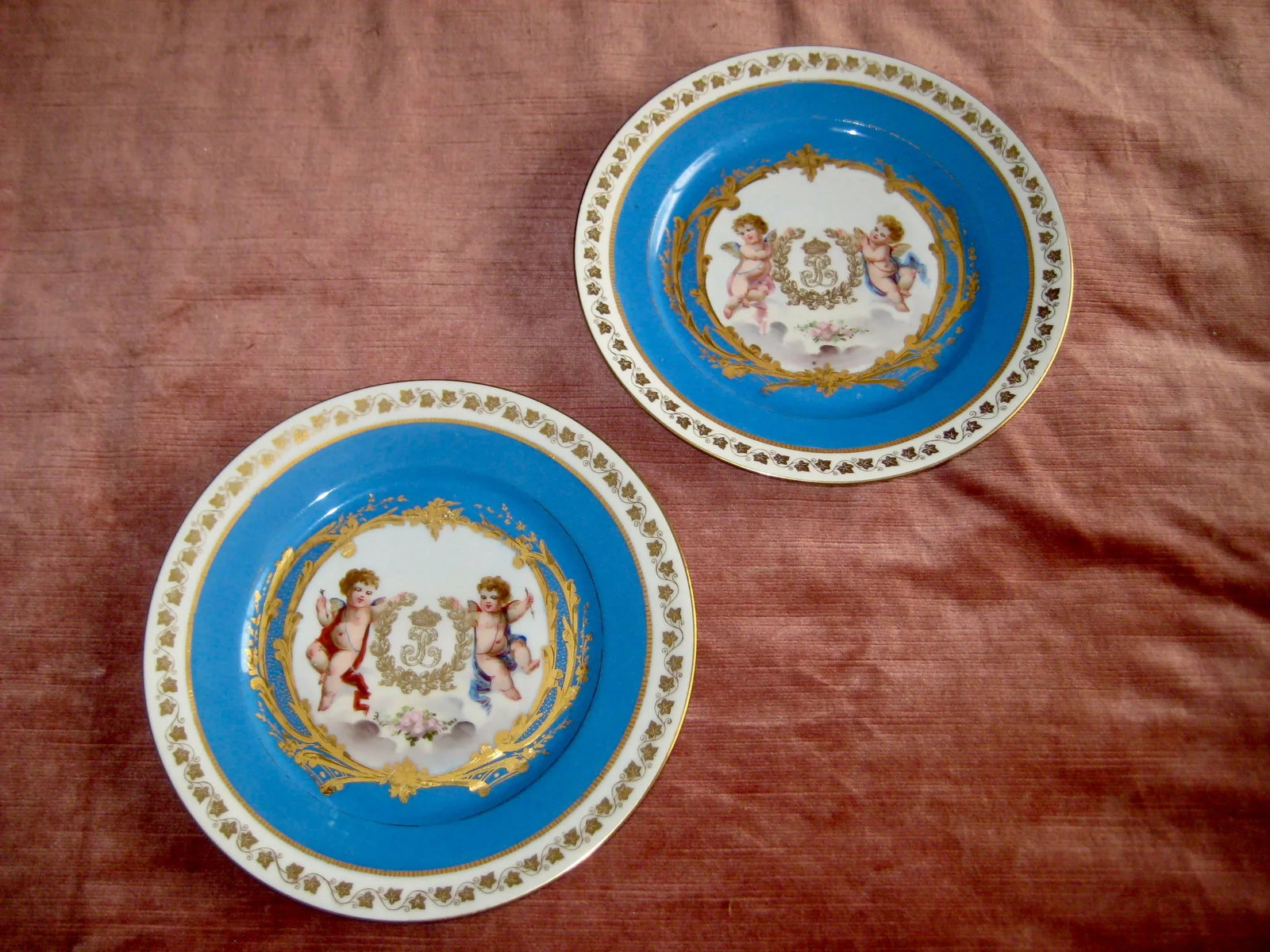 Antique Sevres Porcelaine Louis Philippe Chateau Des Tuileries Plates- a Pair - 2