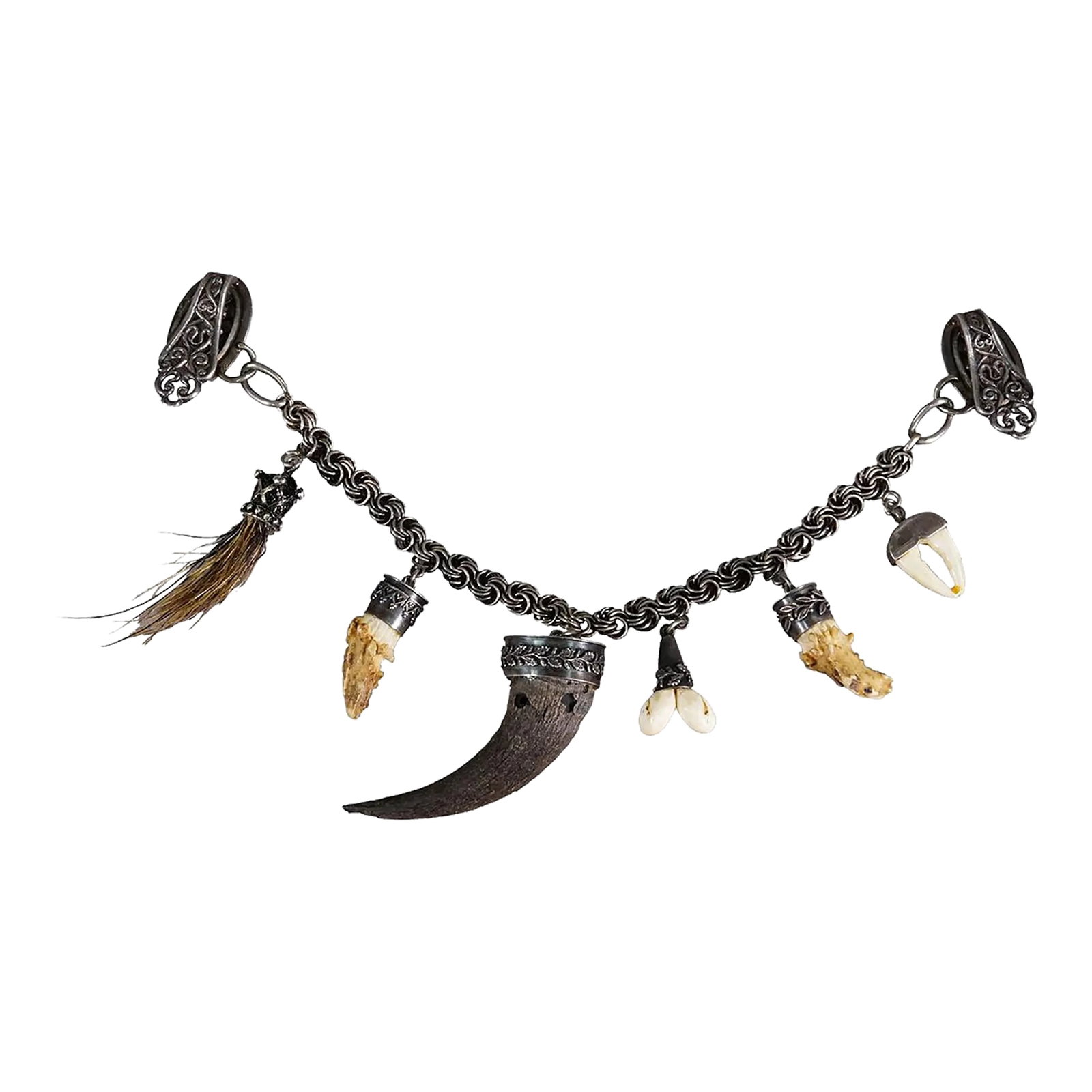 Vintage Bavarian Traditional Costume Jewelry Charivari With Hunting Pendants: Vintage Bavarian Traditional Costume Jewelry Charivari with Hunting Pendants A Bavarian Charivari from the middle of the 20th century. A beautiful piece of historical Bavarian folk art jewelry, a