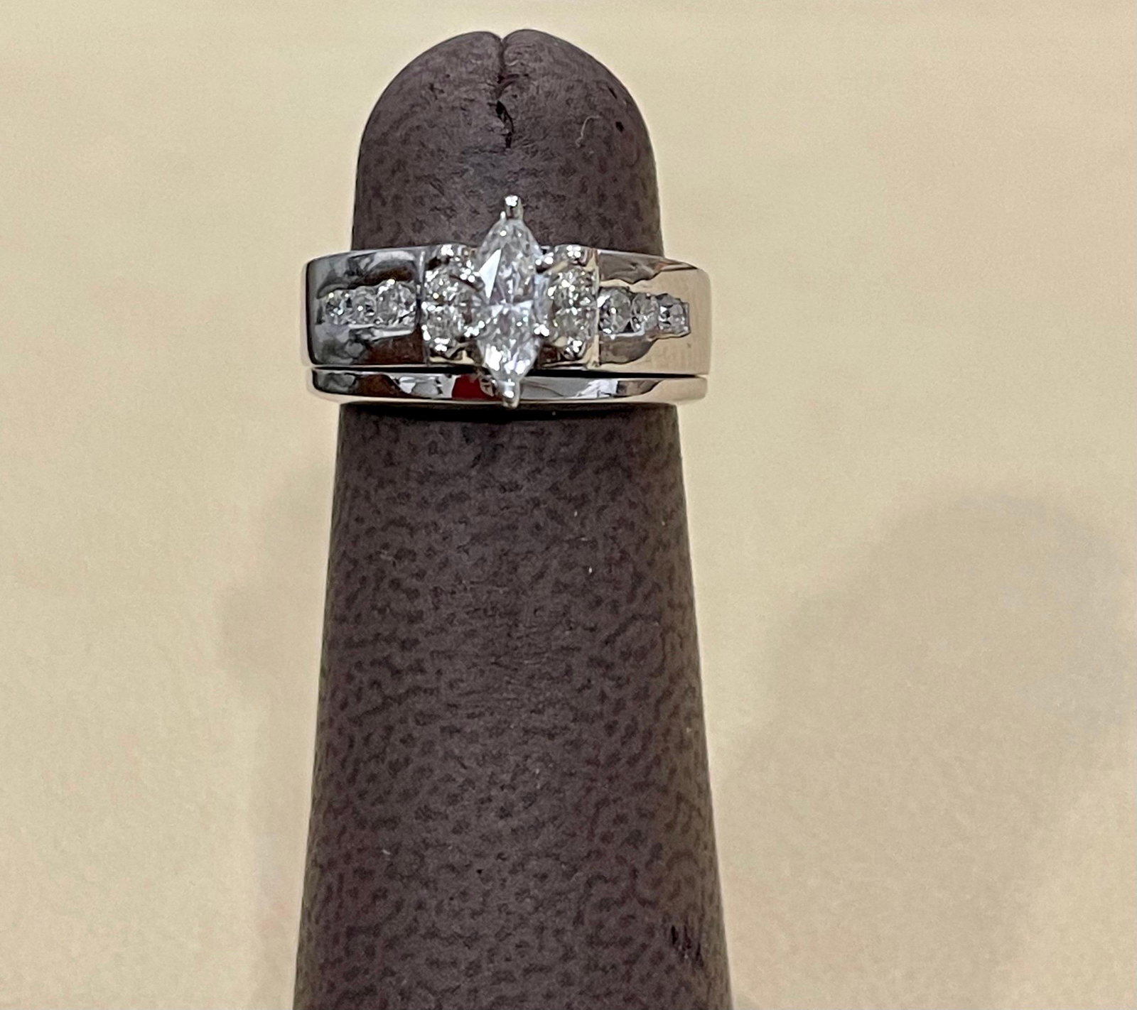 Approximately 0.75 Carat Diamond Engagement Ring/Band 14 Karat White Gold - 12