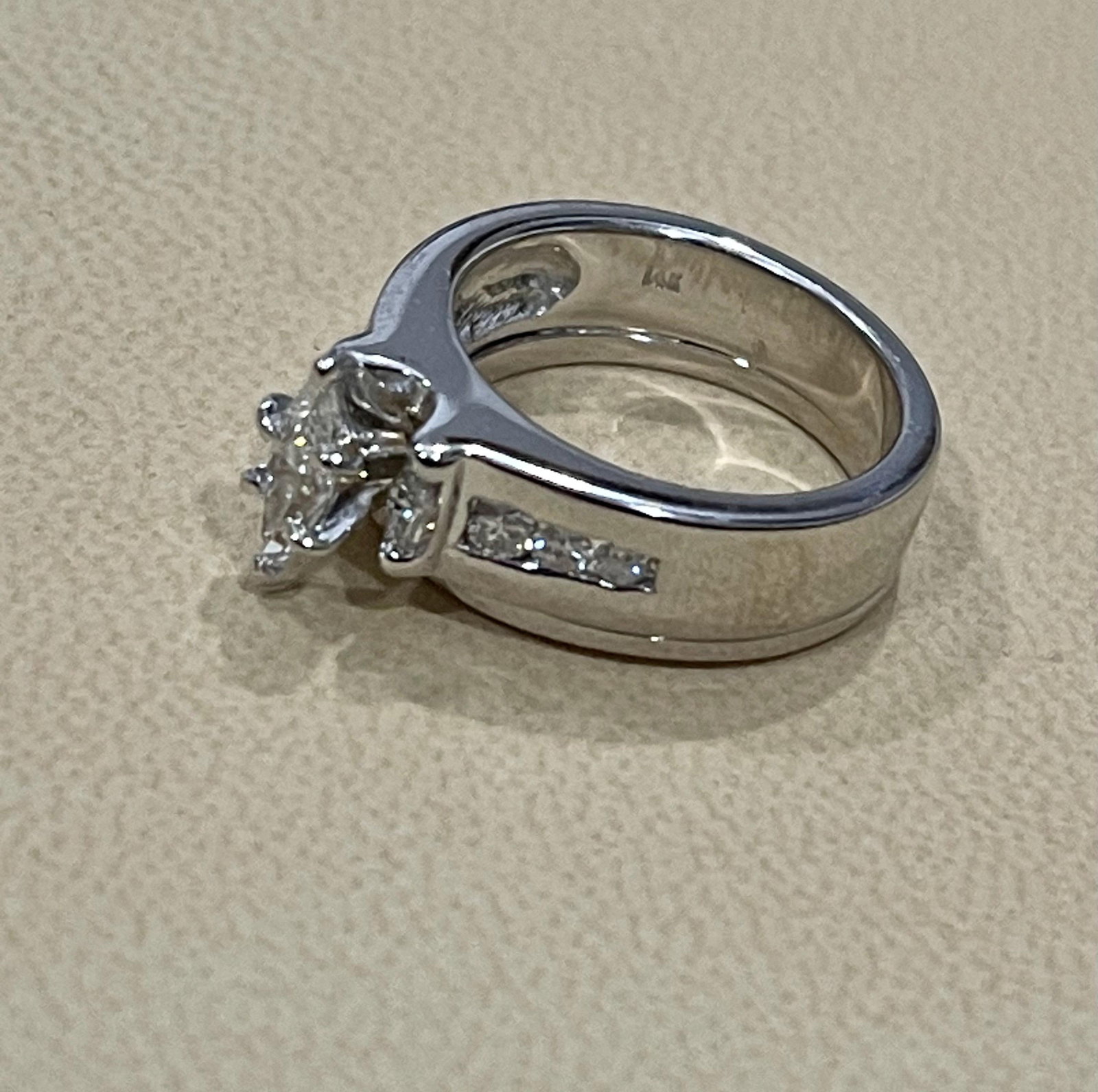 Approximately 0.75 Carat Diamond Engagement Ring/Band 14 Karat White Gold - 5