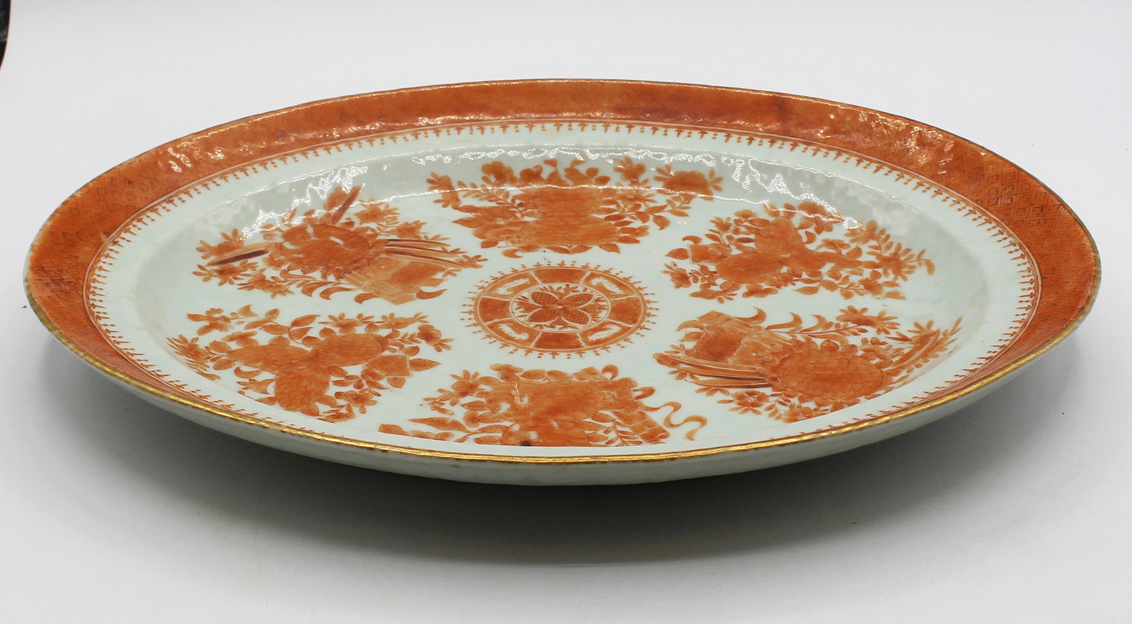 Circa 1830 Chinese Export Porcelain Orange Fitzhugh Platter - 3