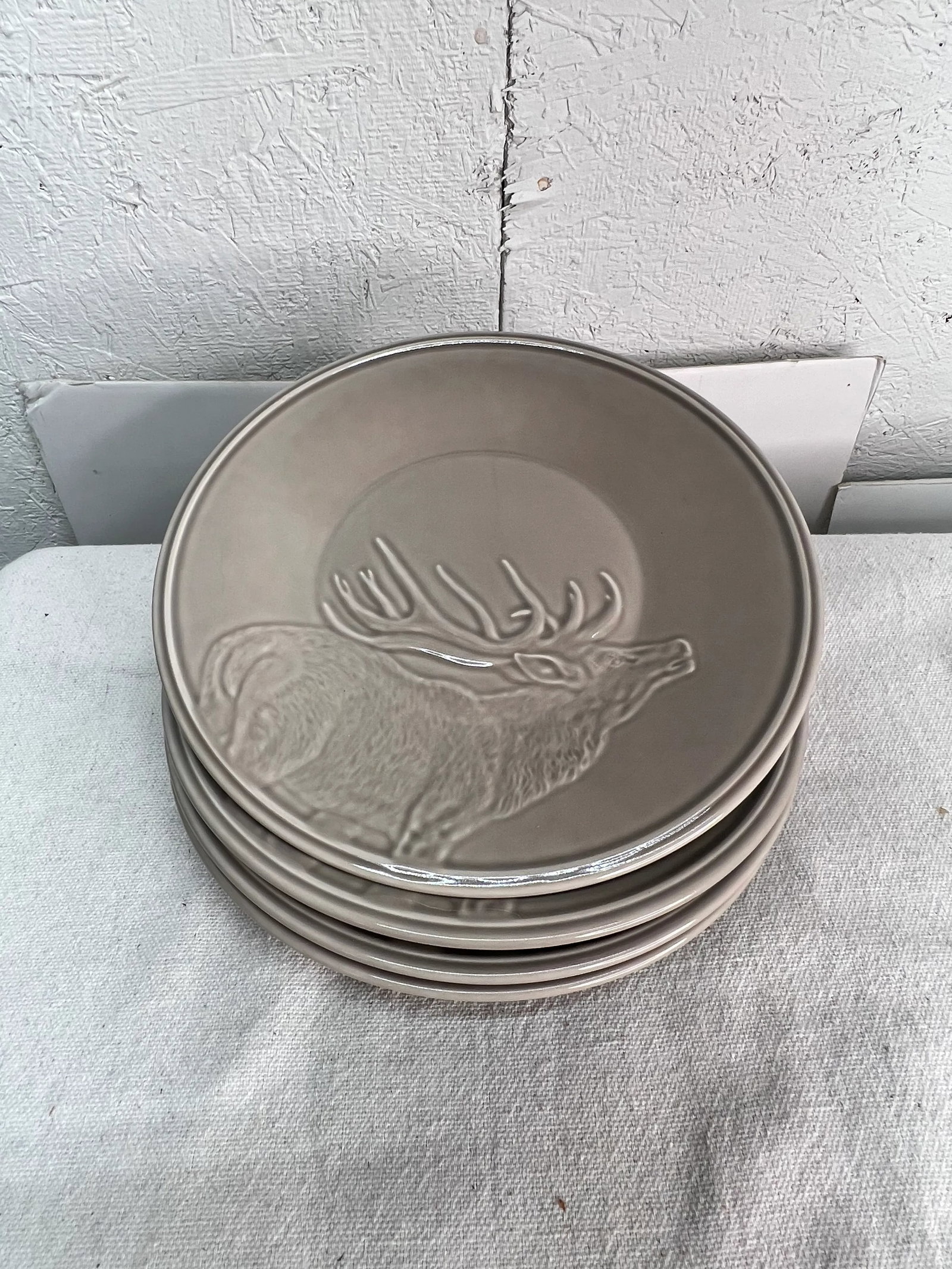 Elk / Moose Pattern Salad Plates, Portugal- Set of 4 - 2