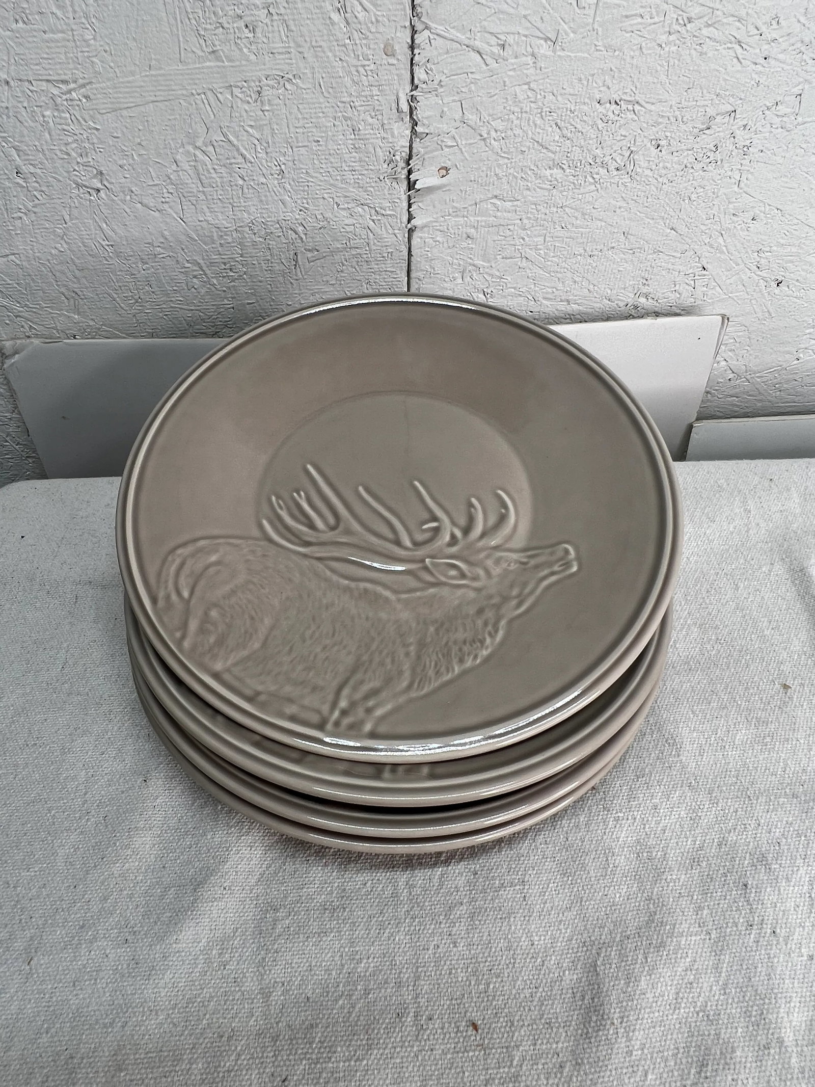 Elk / Moose Pattern Salad Plates, Portugal- Set of 4 - 3