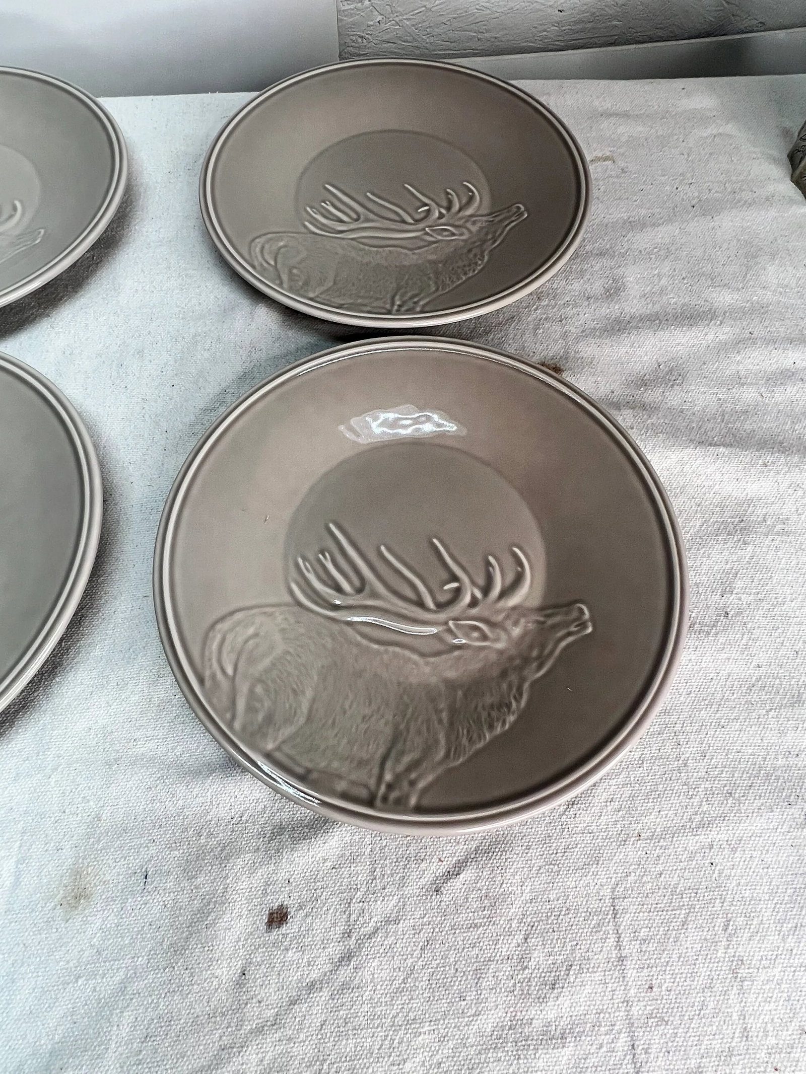Elk / Moose Pattern Salad Plates, Portugal- Set of 4 - 4