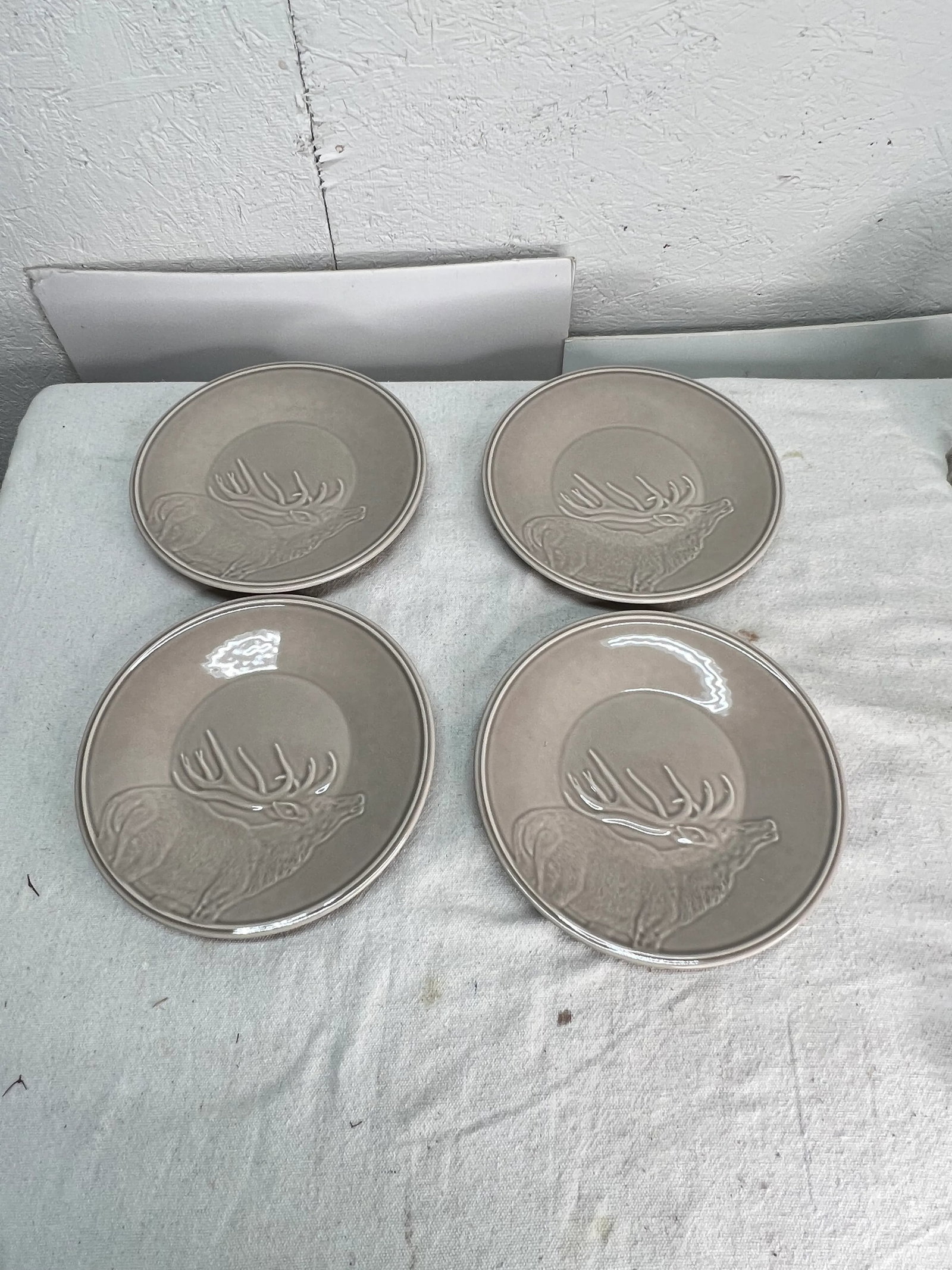 Elk / Moose Pattern Salad Plates, Portugal- Set of 4 - 7